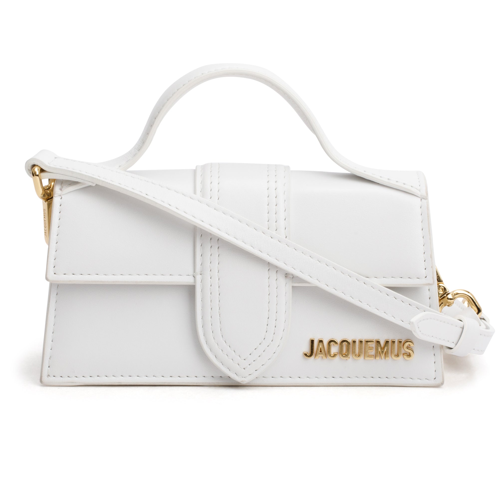 Jacquemus White Leather Le Bambino Bag w/ Strap
