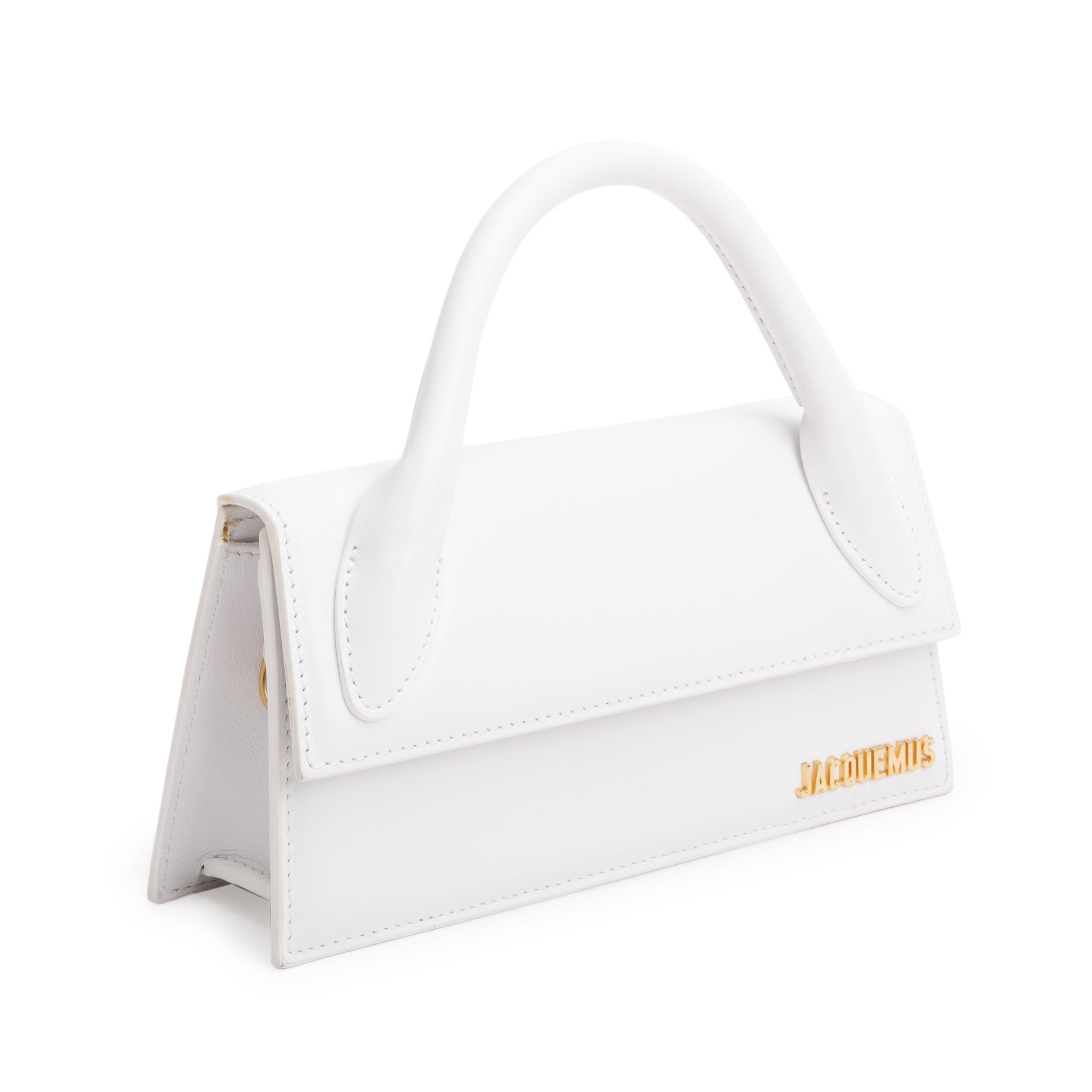 Jacquemus White Leather Le Chiquito Long Handle Bag w/ Strap
