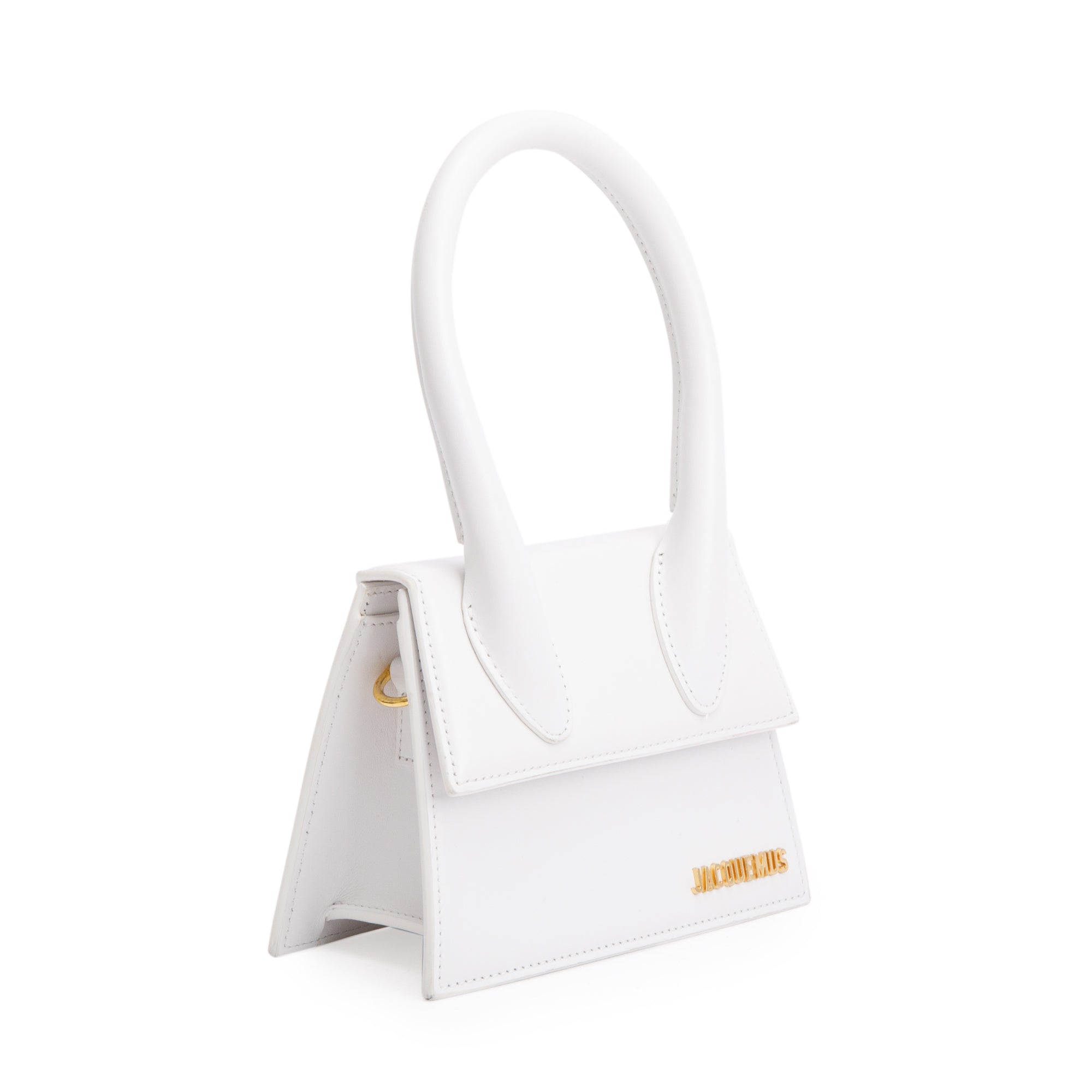 Jacquemus White Leather Le Chiquito Moyen Bag w/ Strap