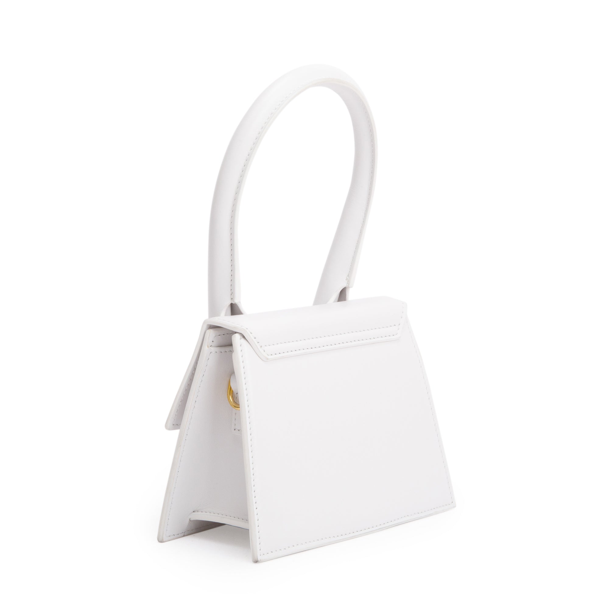 Jacquemus White Leather Le Chiquito Moyen Bag w/ Strap
