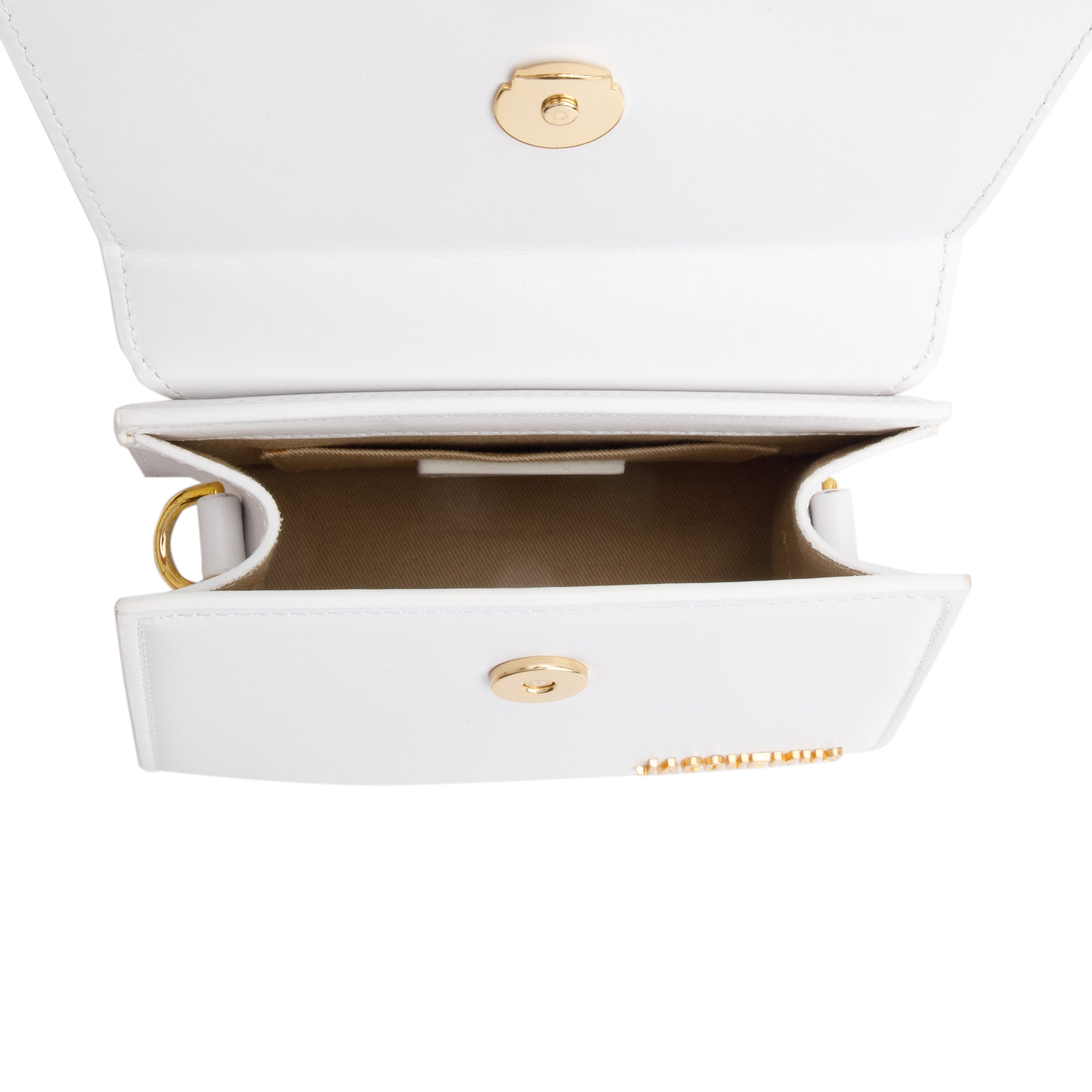 Jacquemus White Leather Le Chiquito Moyen Bag w/ Strap