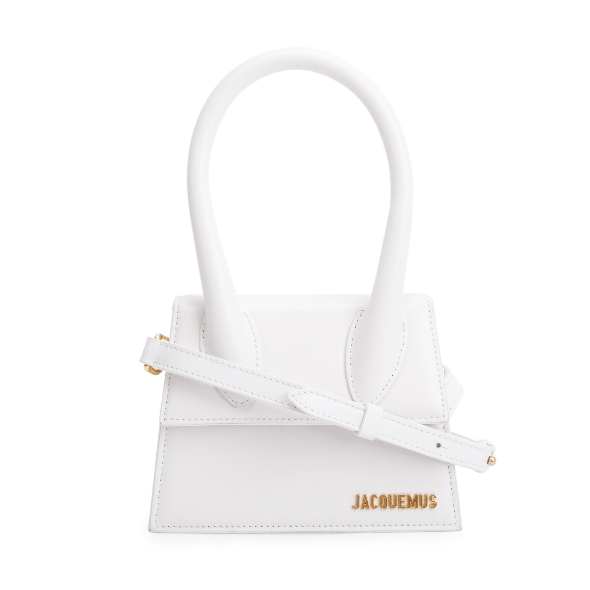Jacquemus White Leather Le Chiquito Moyen Bag w/ Strap