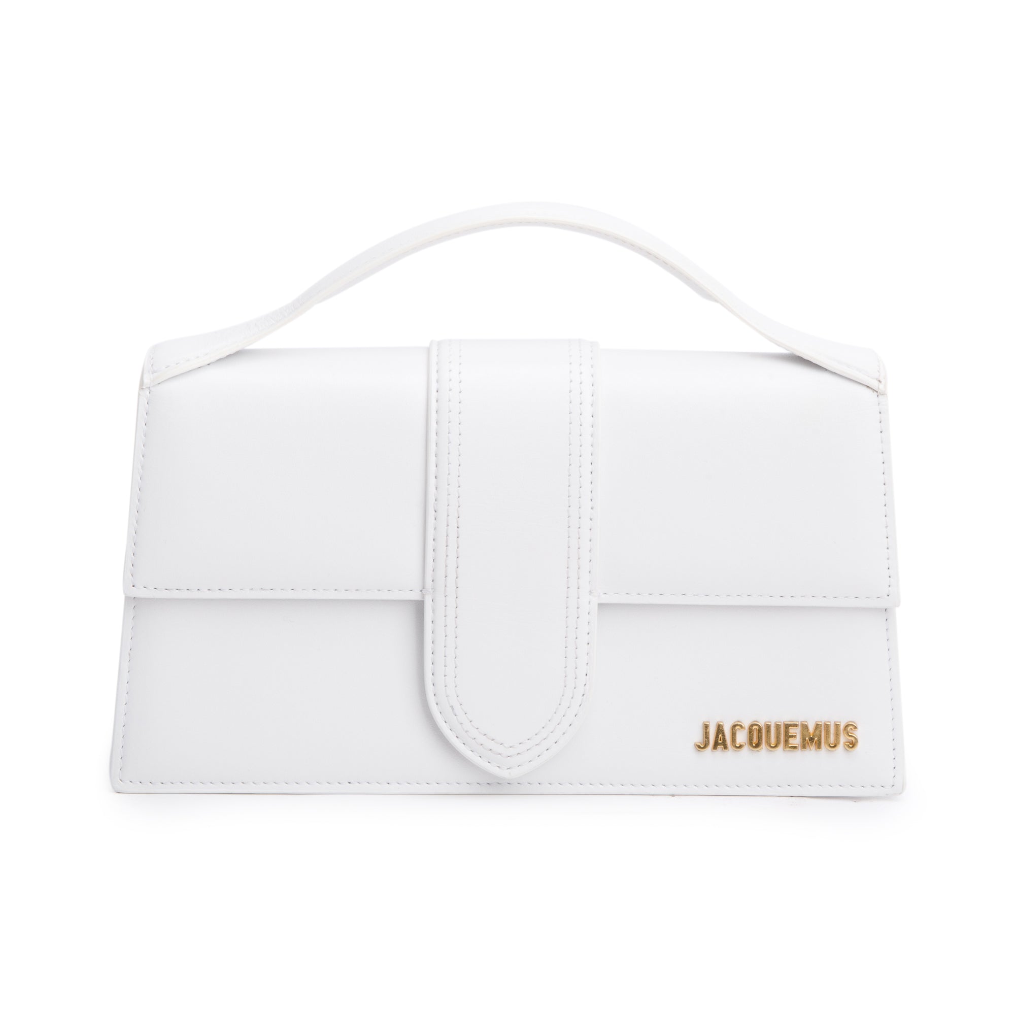 Jacquemus White Leather Le Grand Bambino Bag w/ Strap