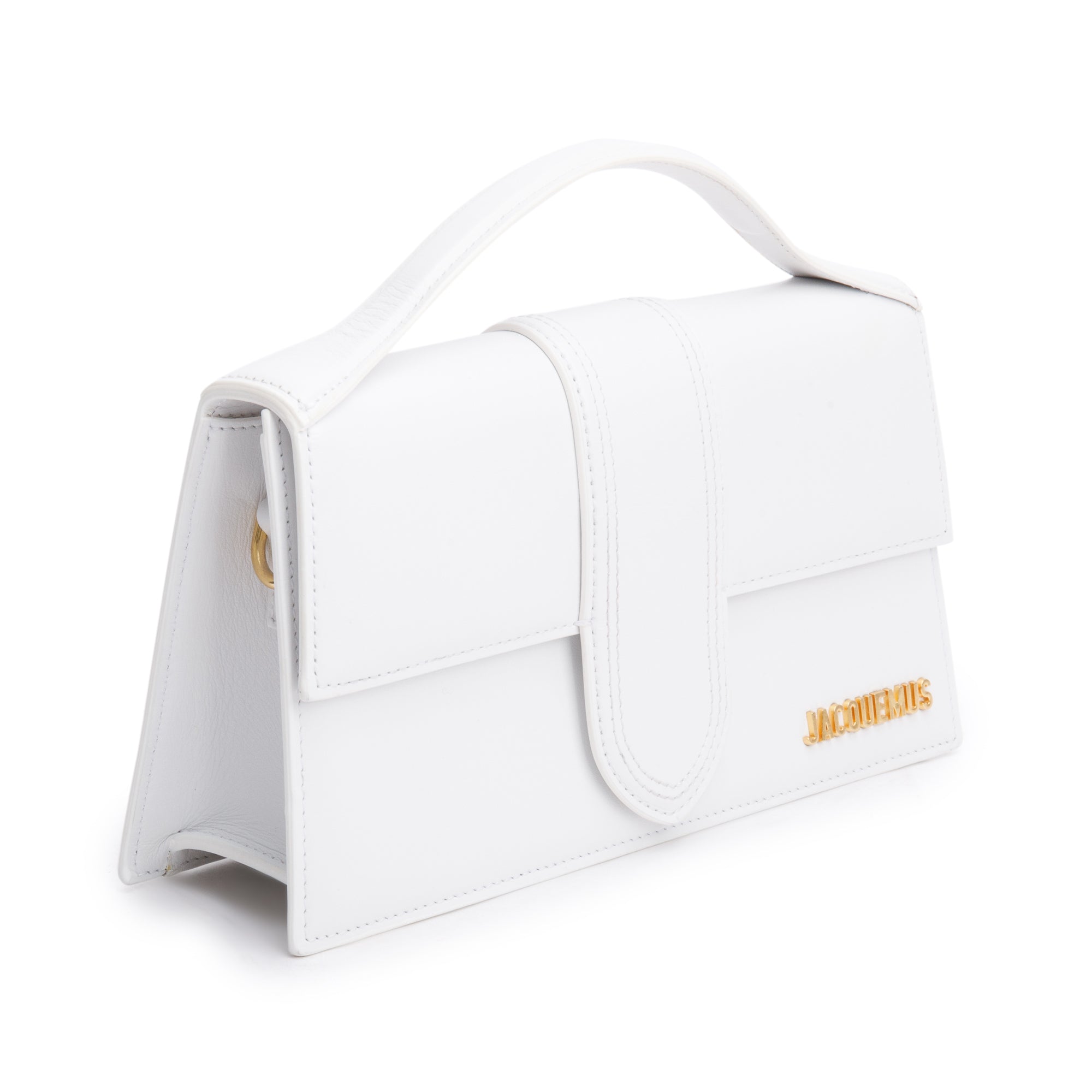 Jacquemus White Leather Le Grand Bambino Bag w/ Strap