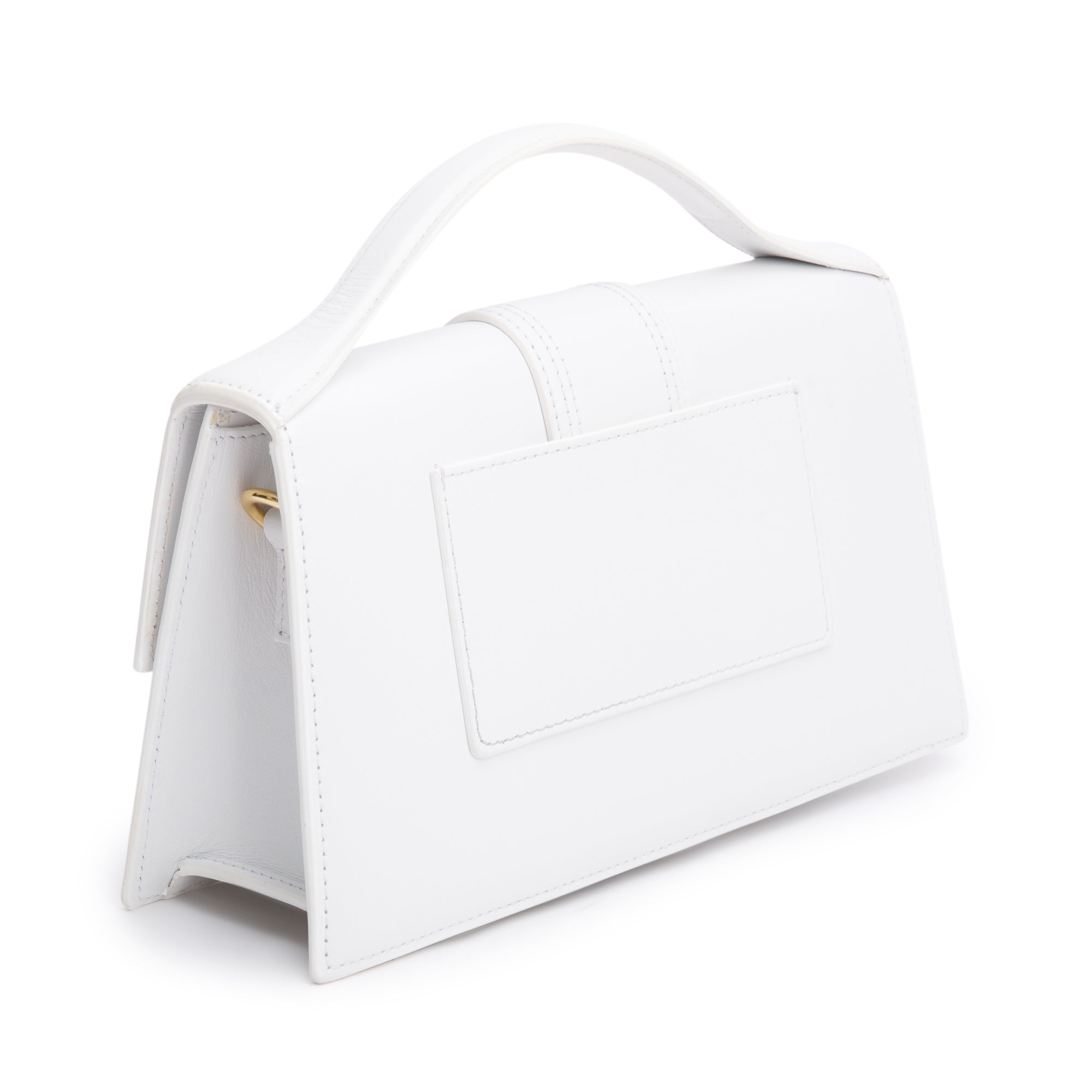 Jacquemus White Leather Le Grand Bambino Bag w/ Strap