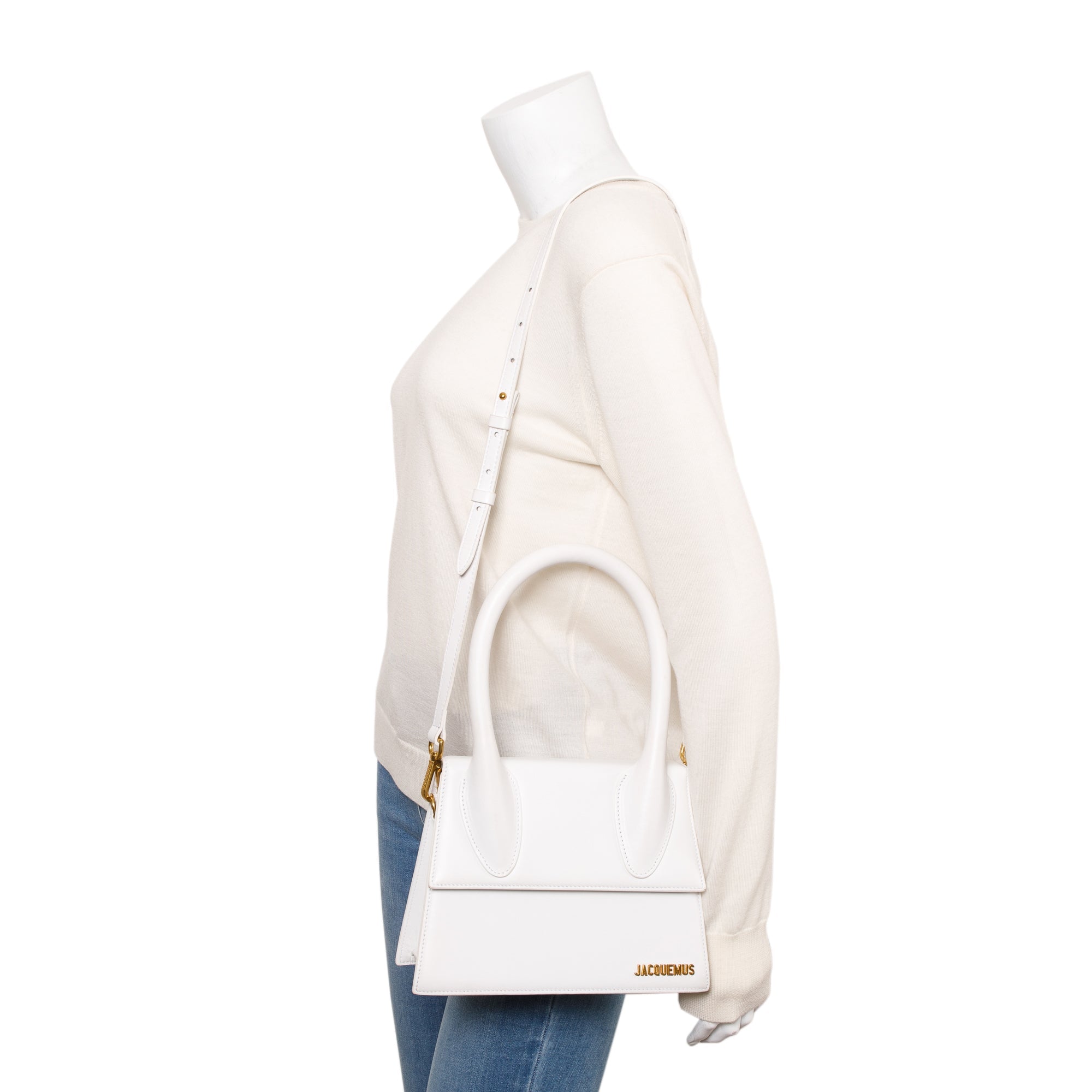 Jacquemus White Leather Le Grand Chiquito Moyen Bag