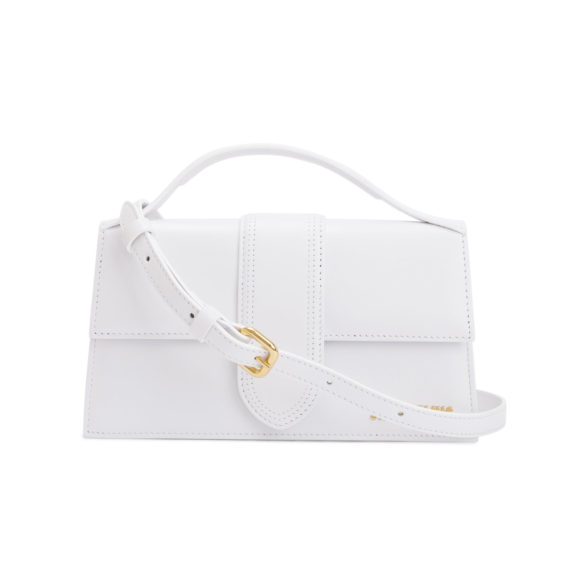 Jacquemus Whte Leather Le Grand Bambino Bag w/ Strap