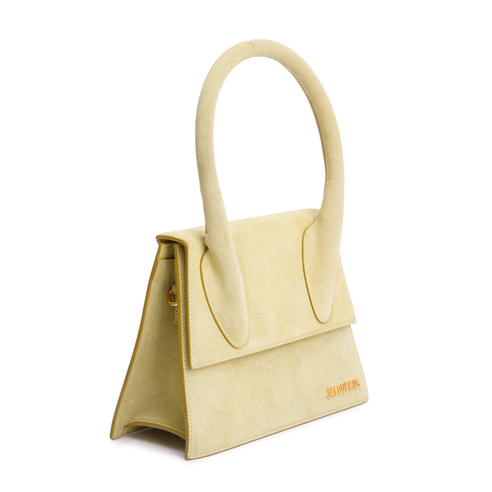 Jacquemus Yellow Suede Le Chiquito Handle Bag w/ Strap