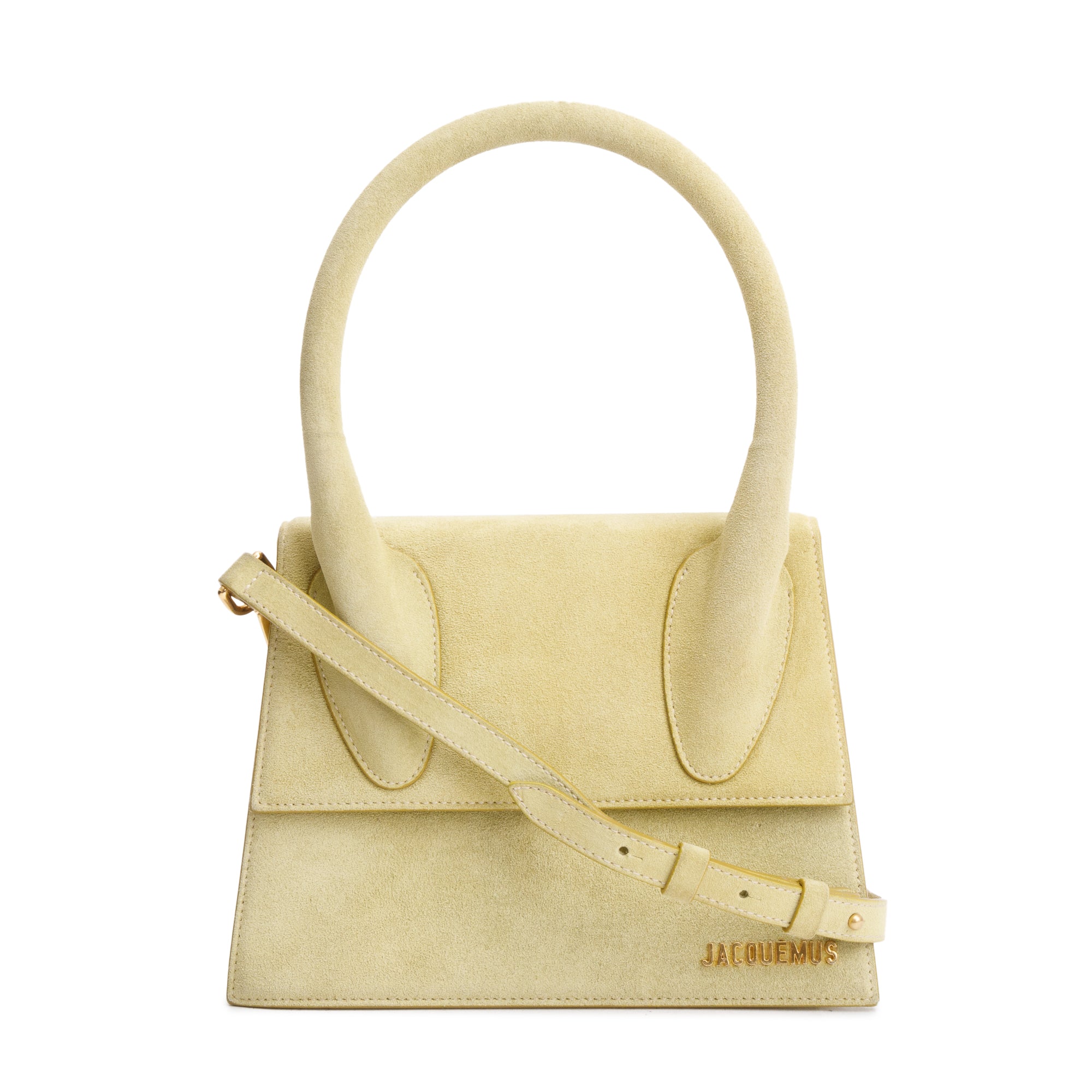 Jacquemus Yellow Suede Le Chiquito Handle Bag w/ Strap