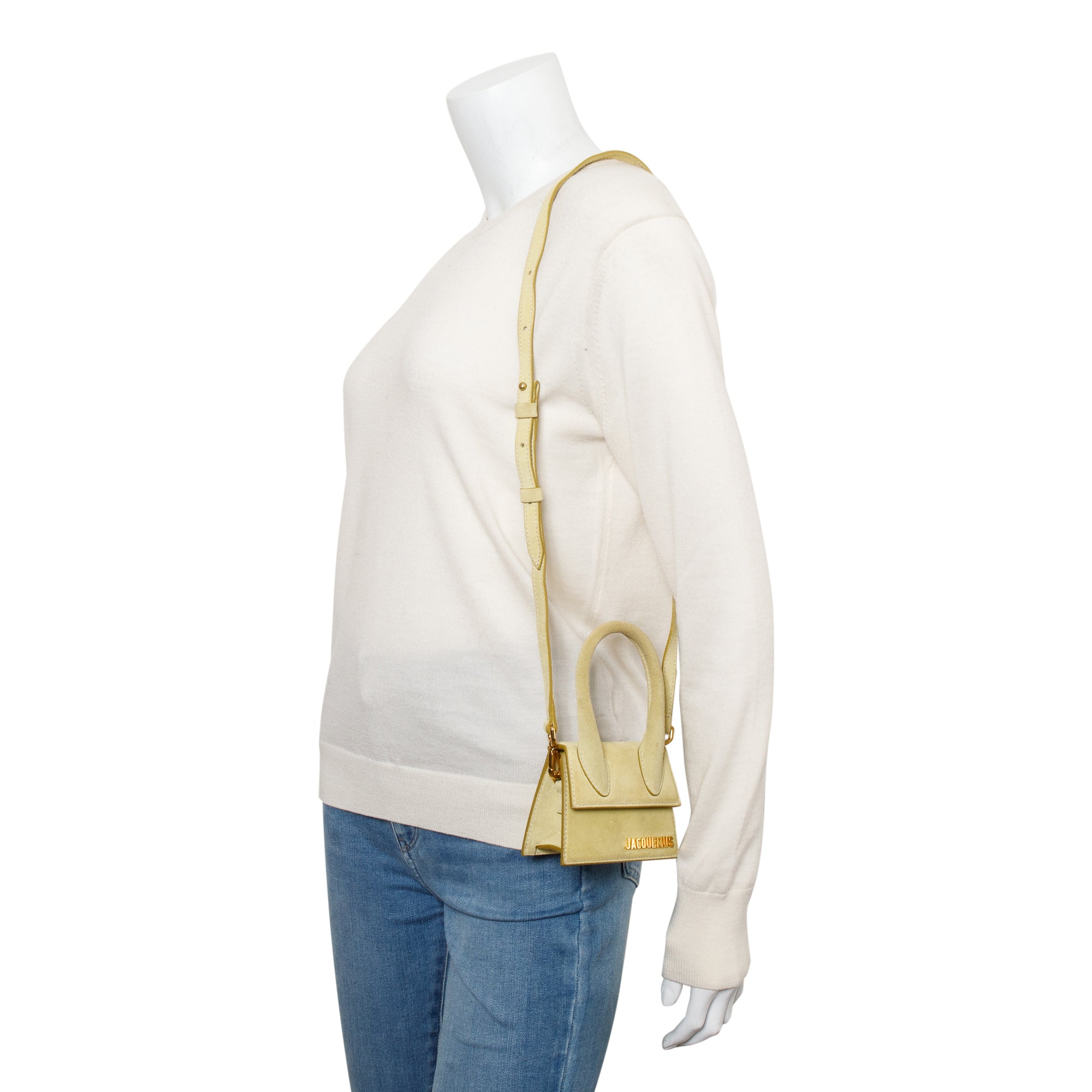 Jacquemus Yellow Suede Le Chiquito Mini Bag w/ Strap