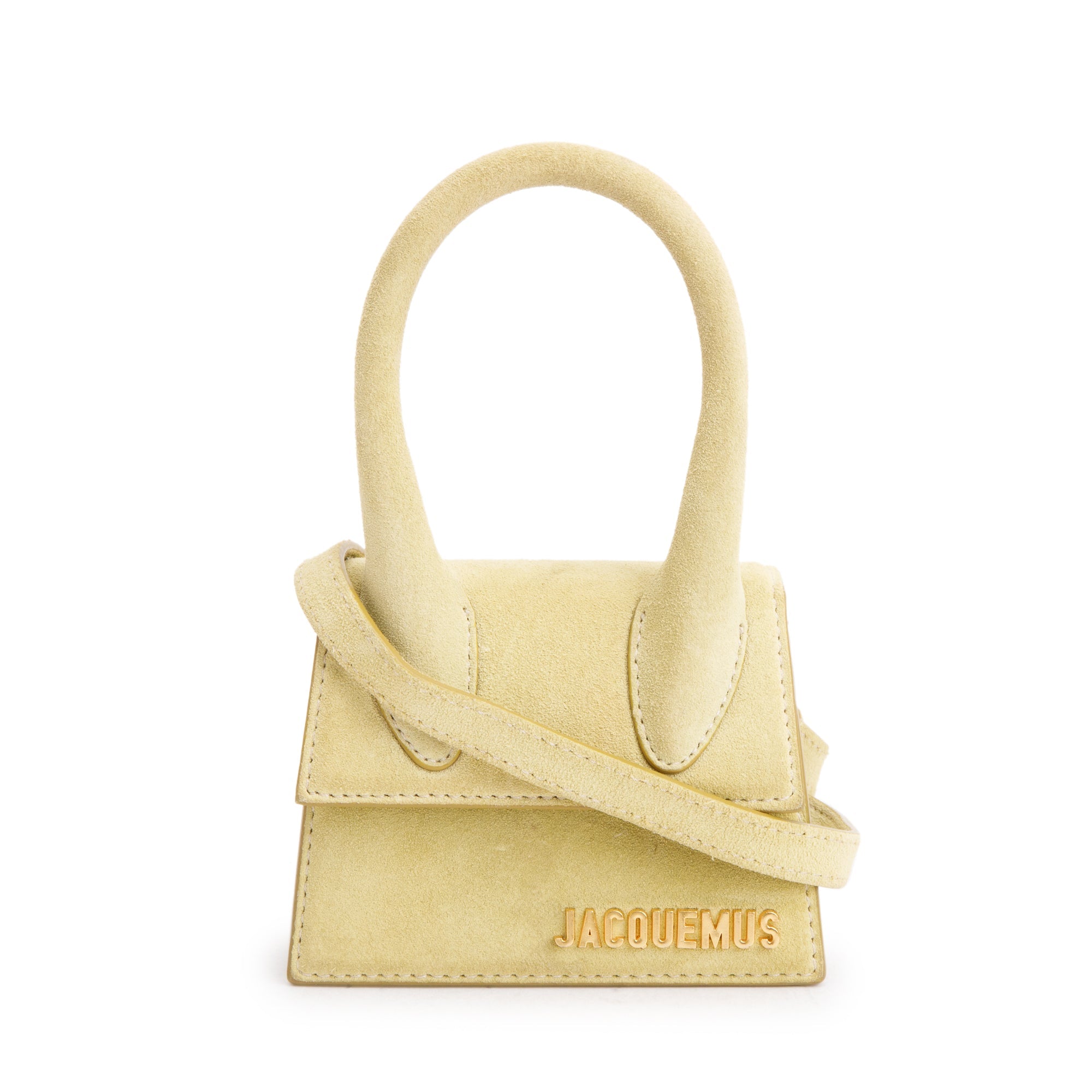 Jacquemus Yellow Suede Le Chiquito Mini Bag w/ Strap