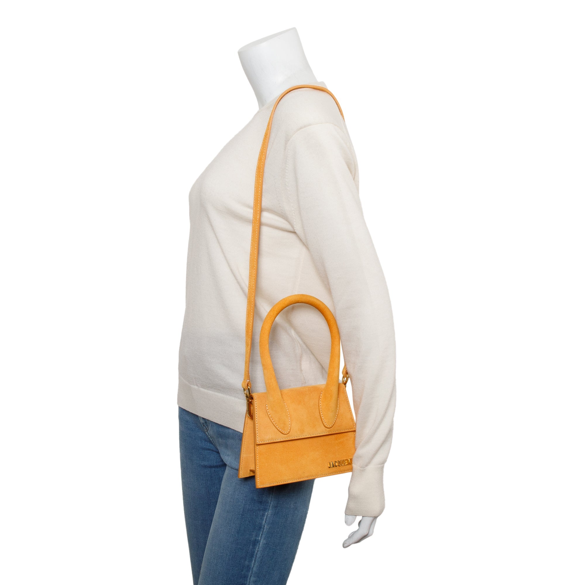 Jacquemus Yellow Suede Le Chiquito Moyen Bag w/ Strap