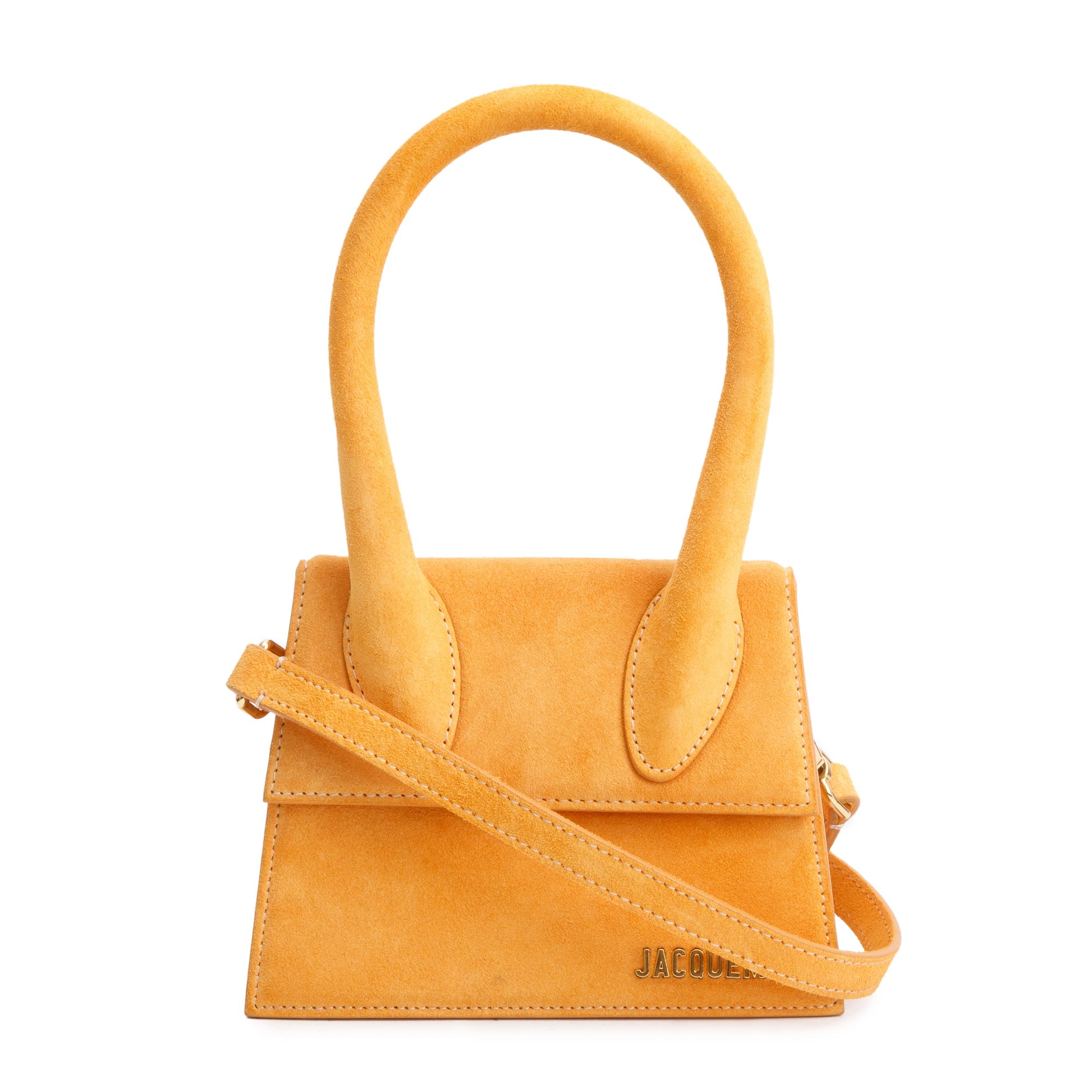 Jacquemus Yellow Suede Le Chiquito Moyen Bag w/ Strap
