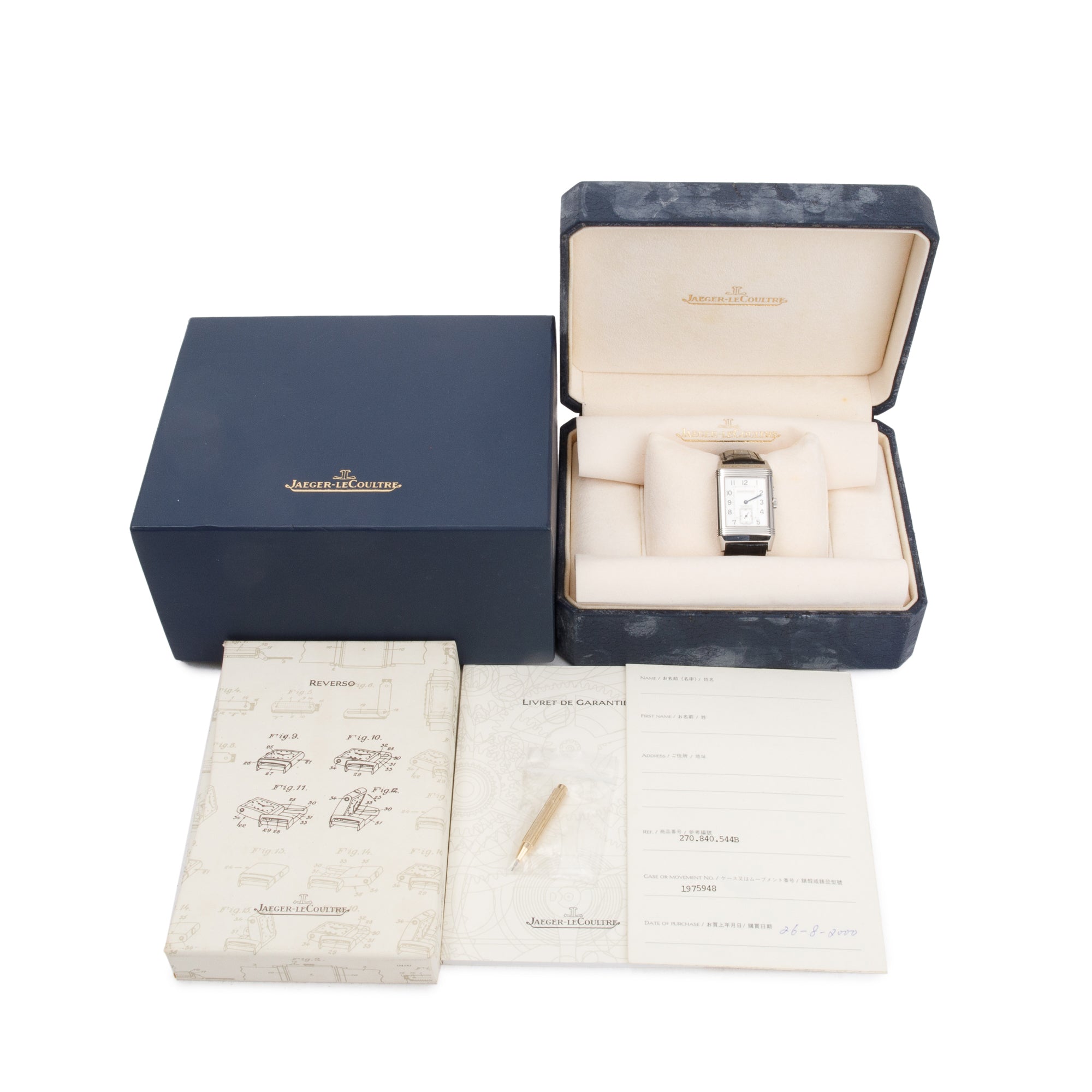 Jaeger LeCoultre Stainless Steel Reverso Duoface Watch w/ Box & Papers