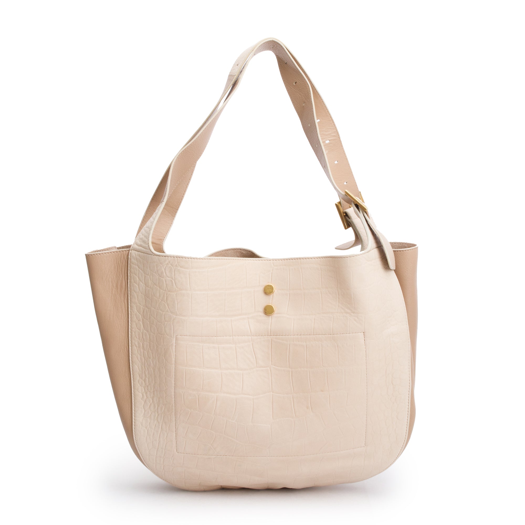 Jimmy Choo Beige Croc Embossed Calfskin Leather Hobo Bag
