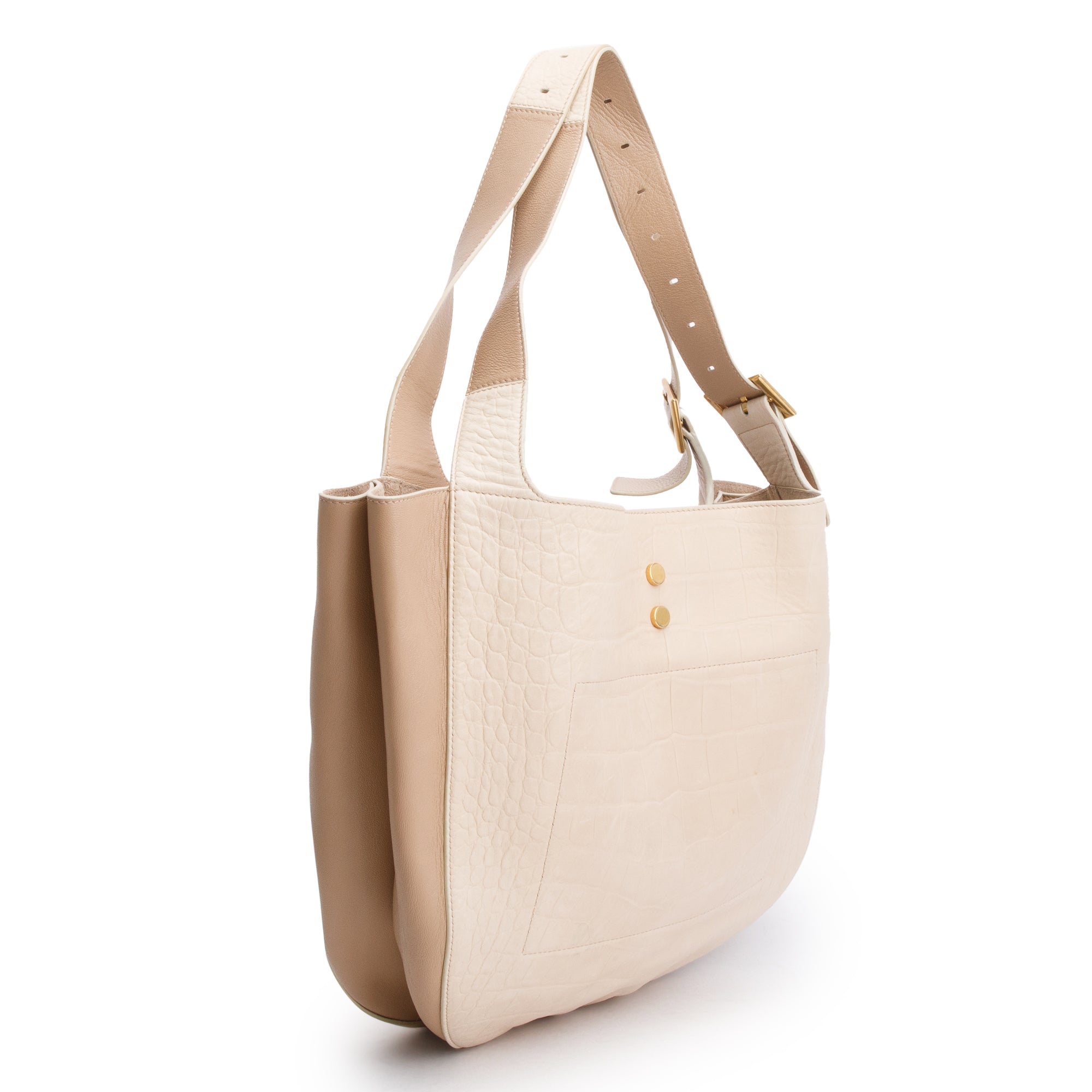 Jimmy Choo Beige Croc Embossed Calfskin Leather Hobo Bag