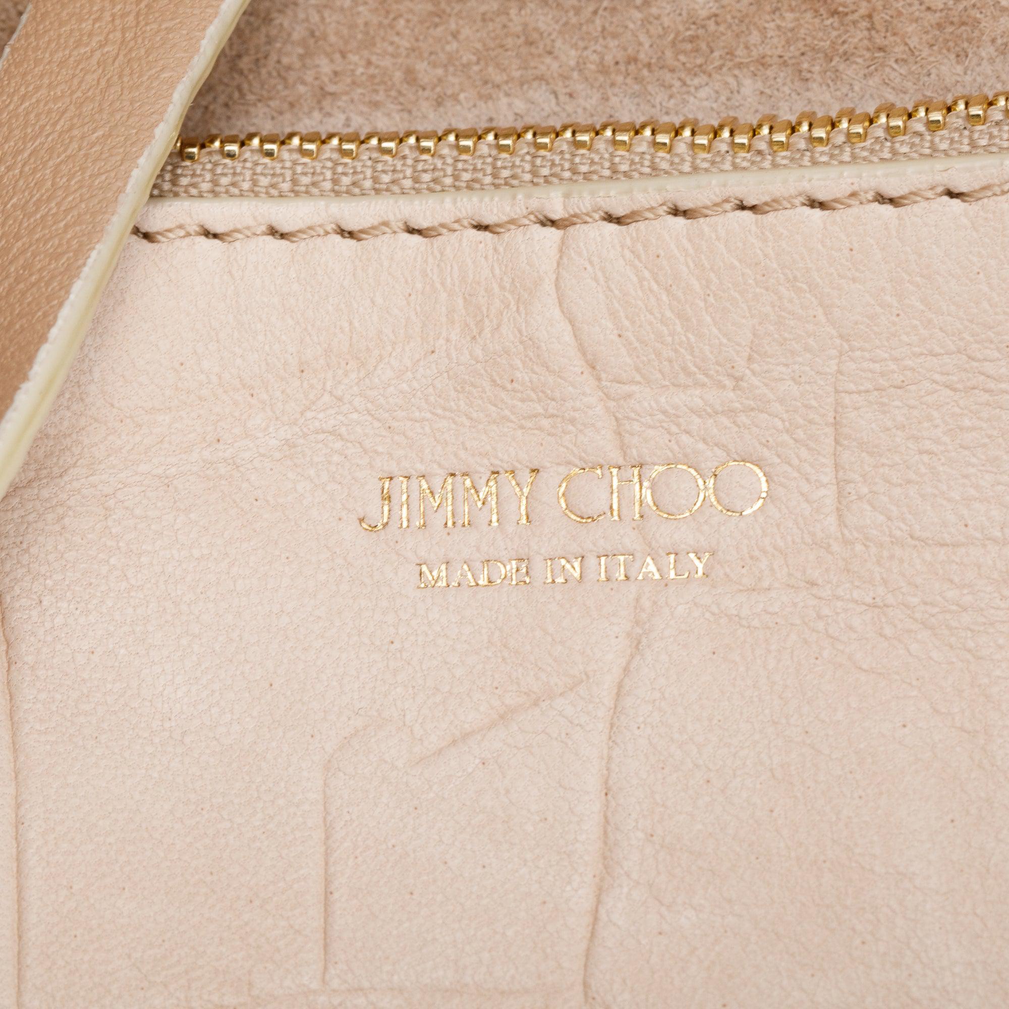 Jimmy Choo Beige Croc Embossed Calfskin Leather Hobo Bag