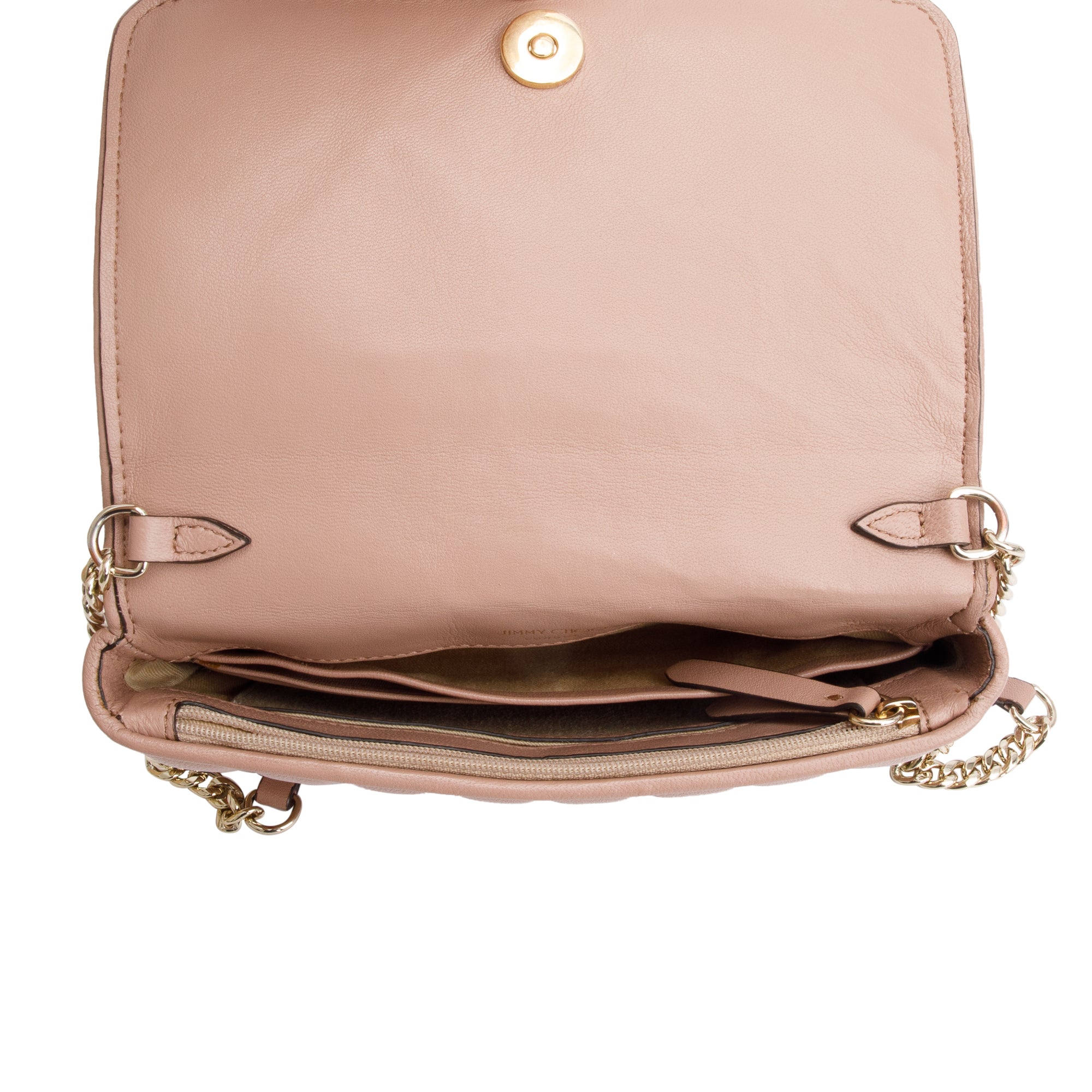 Jimmy Choo Beige Nappa Leather JC Wallet On Chain w/ Box & Authenticity Card