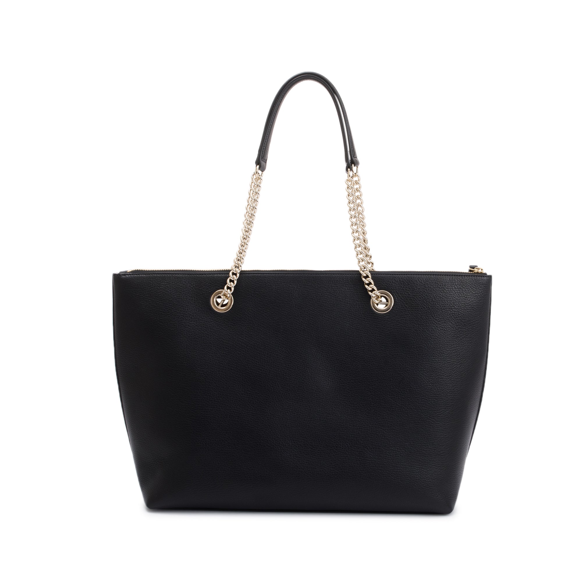 Jimmy Choo Black Calfskin Leather Logo Chain Tote