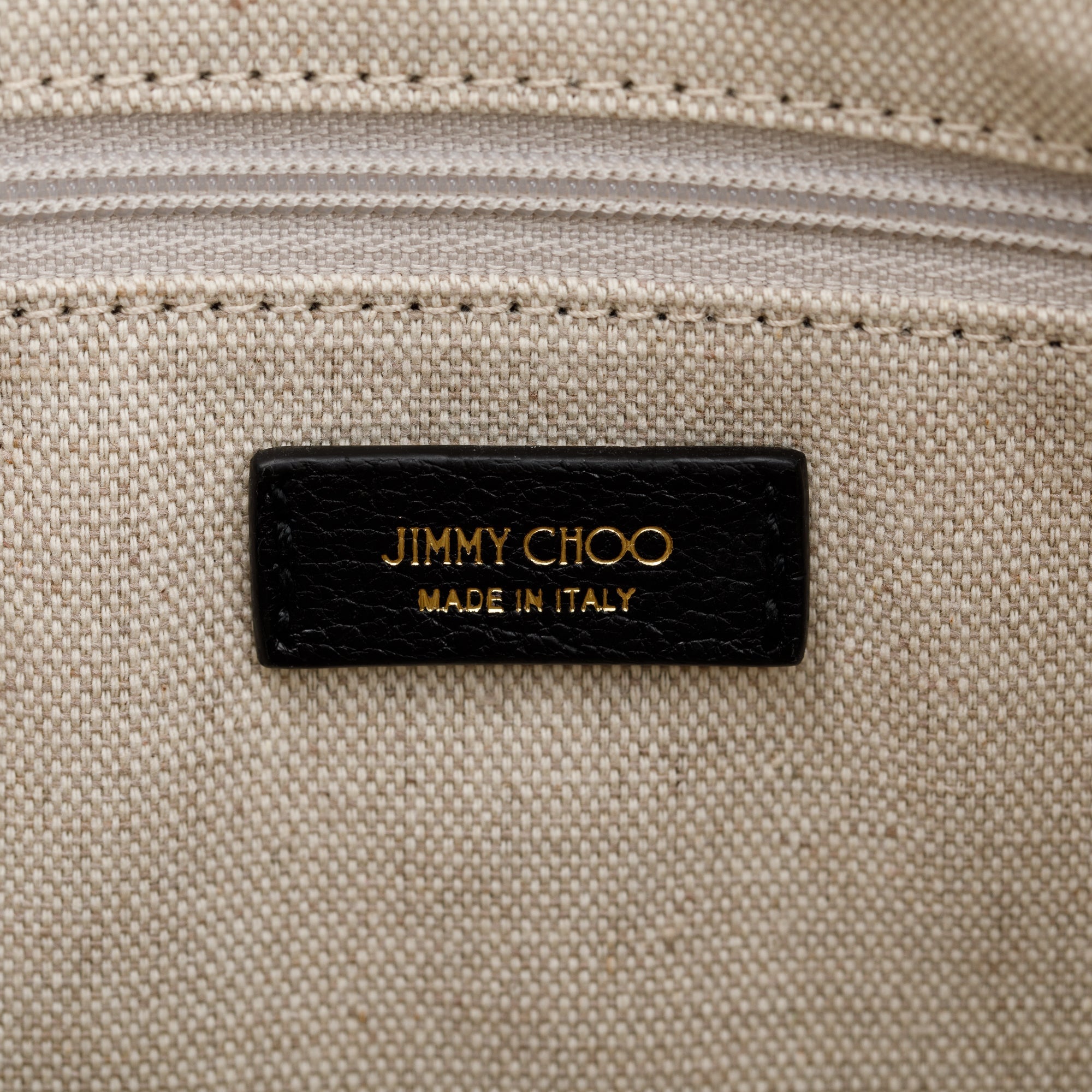 Jimmy Choo Black Calfskin Leather Logo Chain Tote