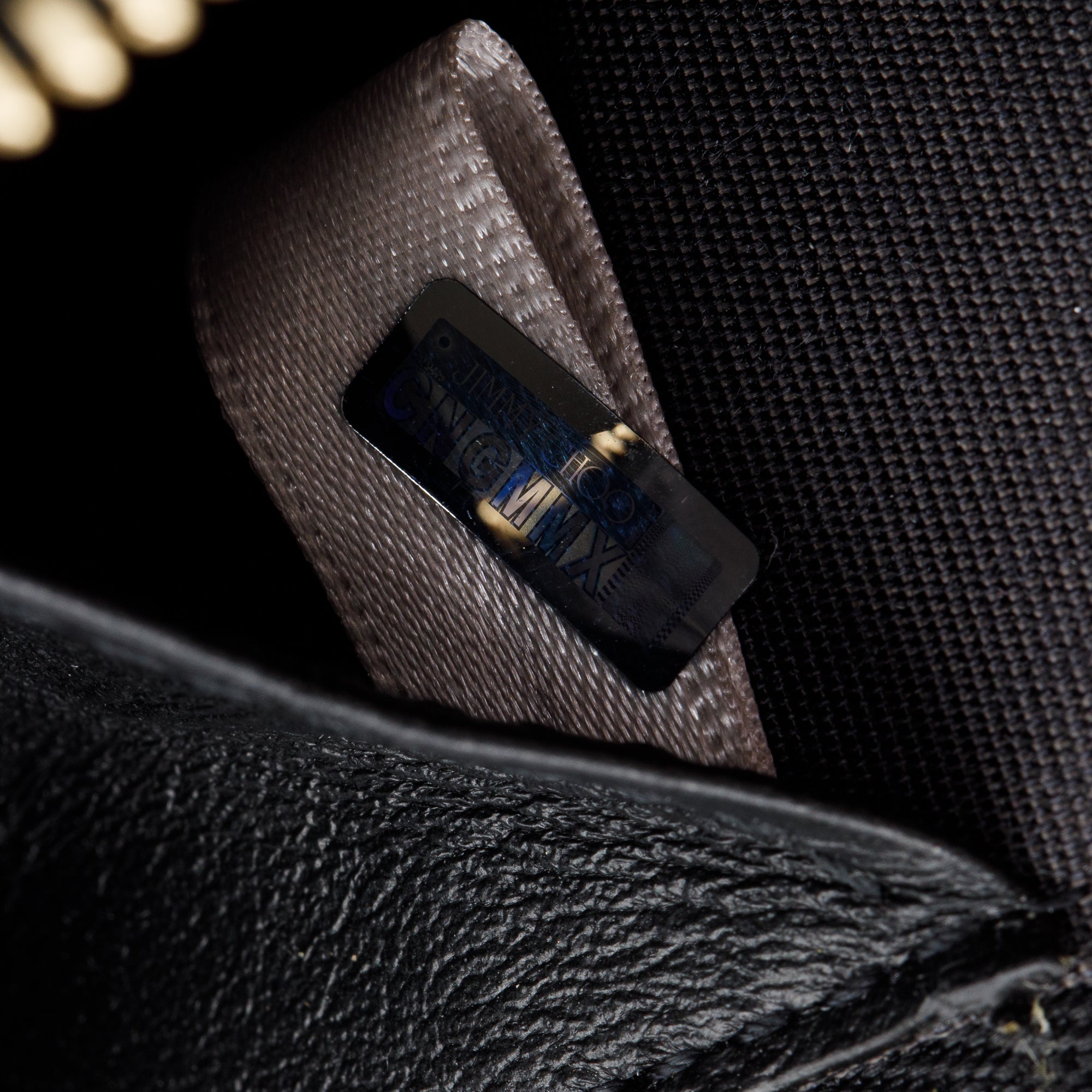 Jimmy Choo Black Monogram Embossed Leather JC Logo Chain Card Holder w/ Box & Authenticity Card