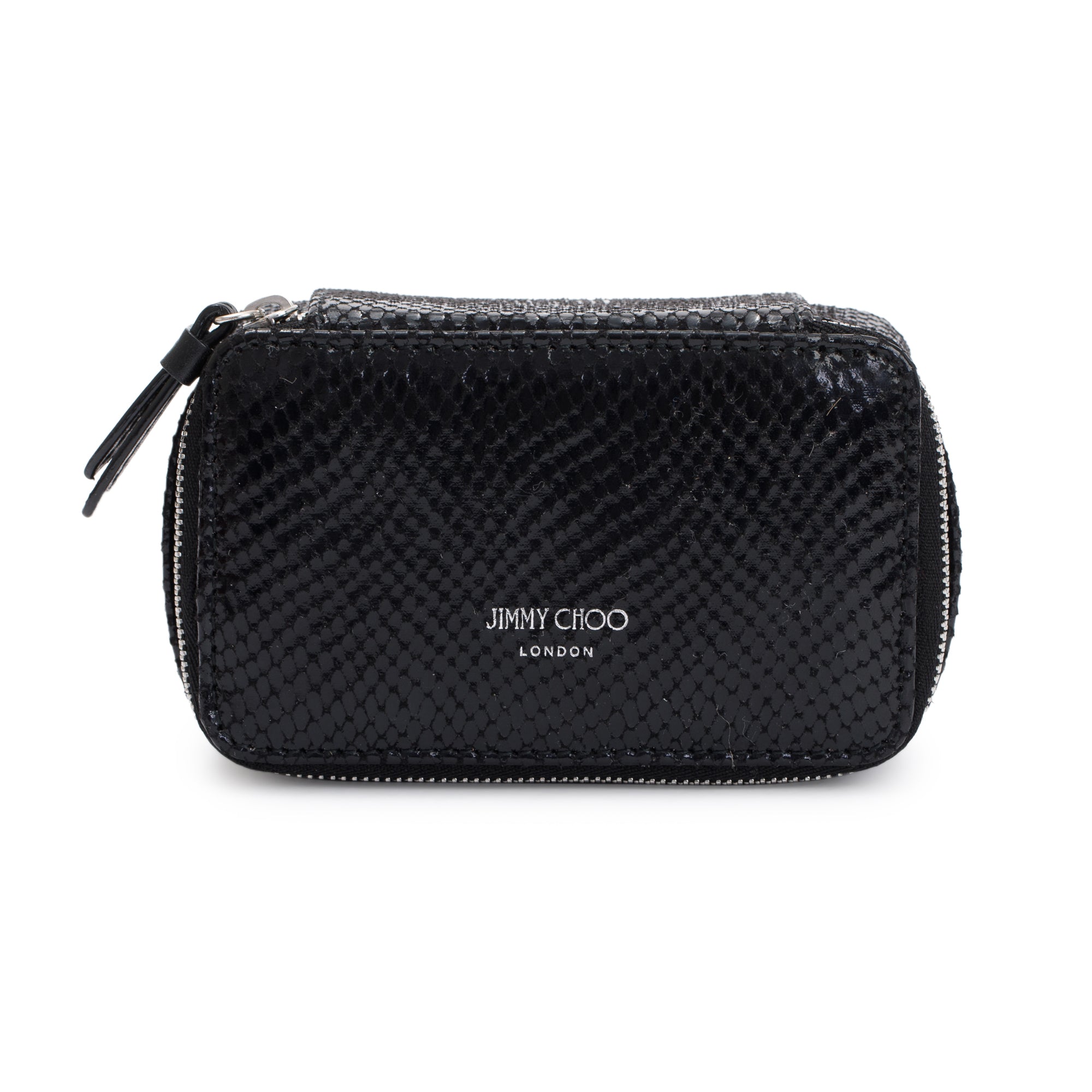Jimmy Choo Black Python Cosmetic Pouch