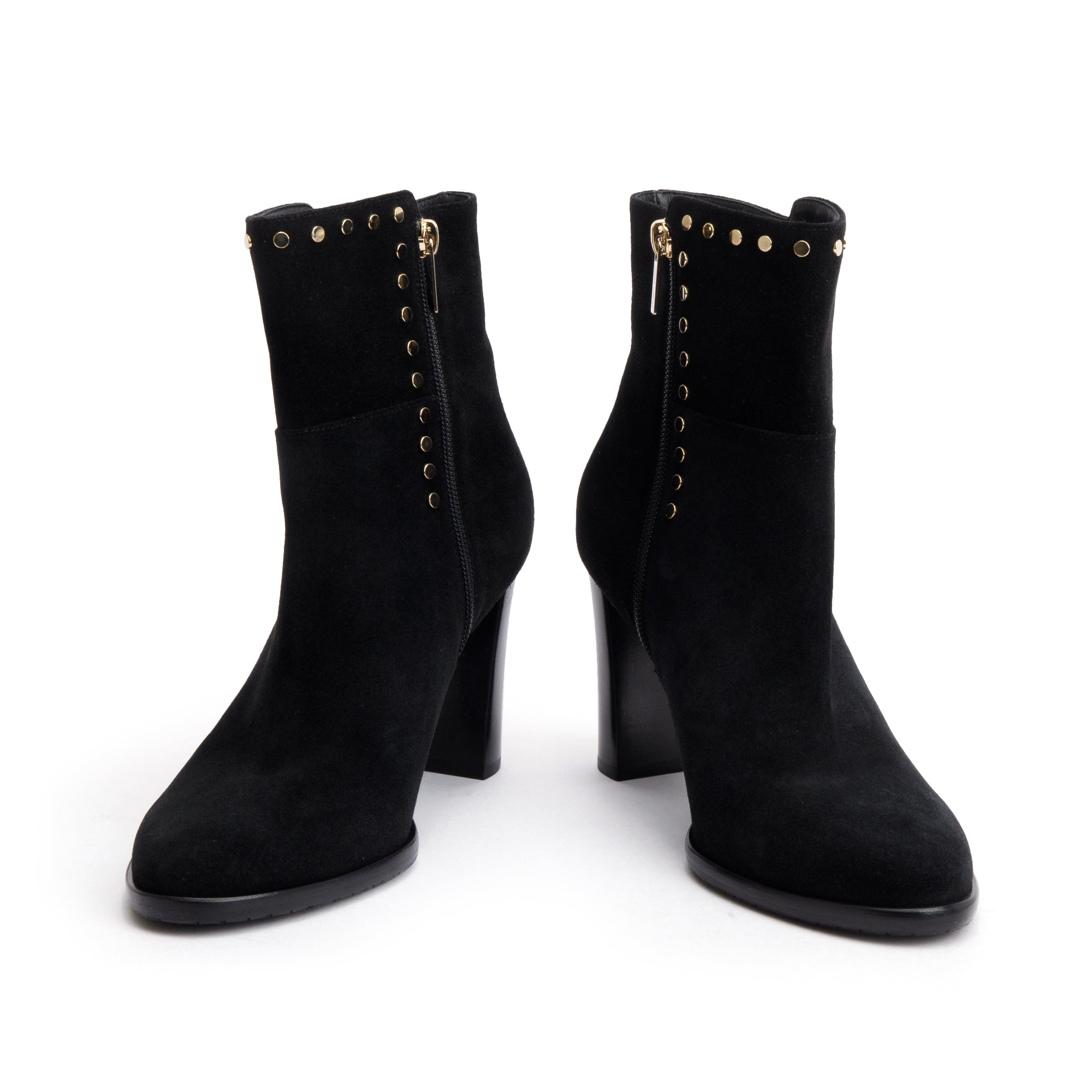 Jimmy Choo Black Suede Studded Harlow 8 Ankle Boots, Size 40