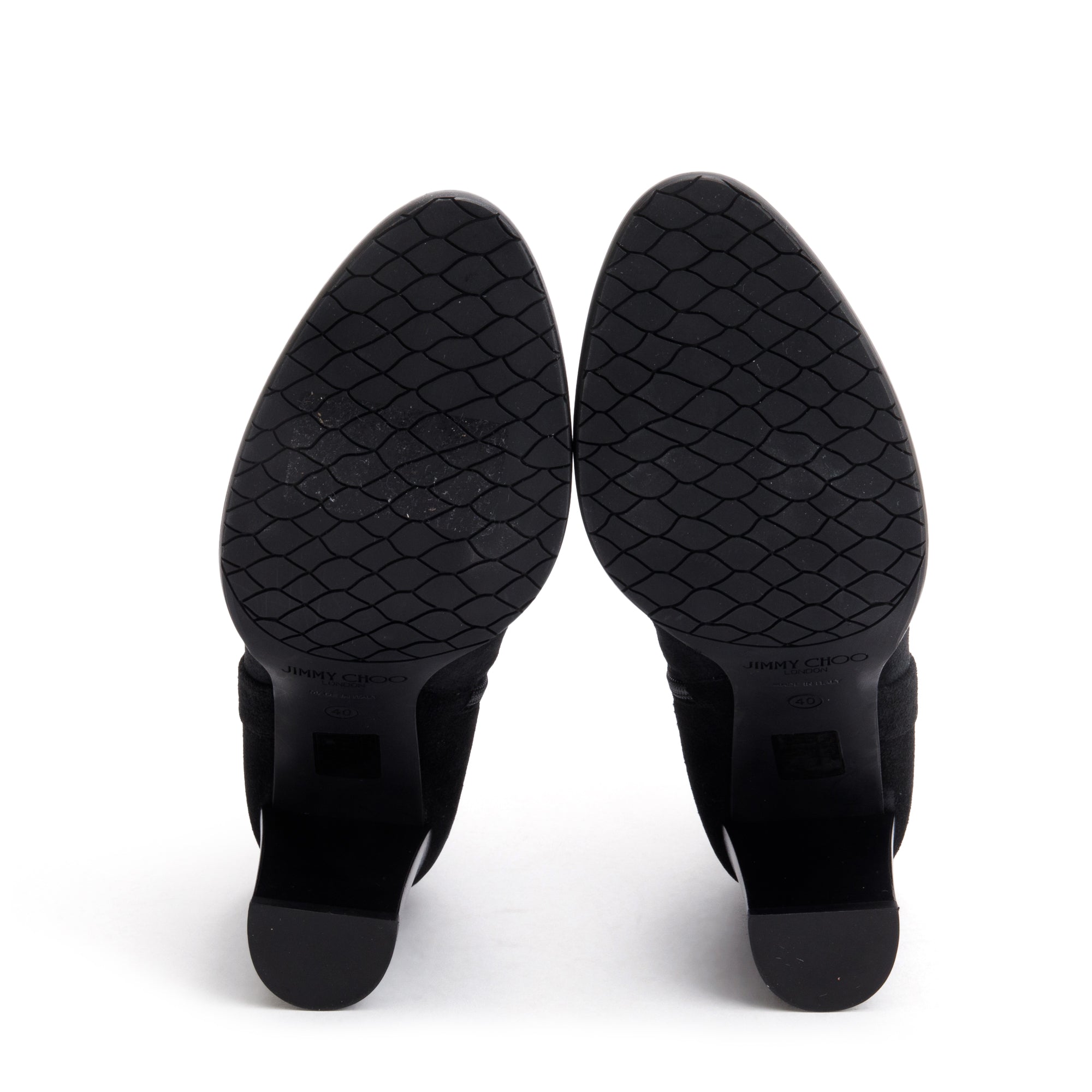 Jimmy Choo Black Suede Studded Harlow 8 Ankle Boots, Size 40