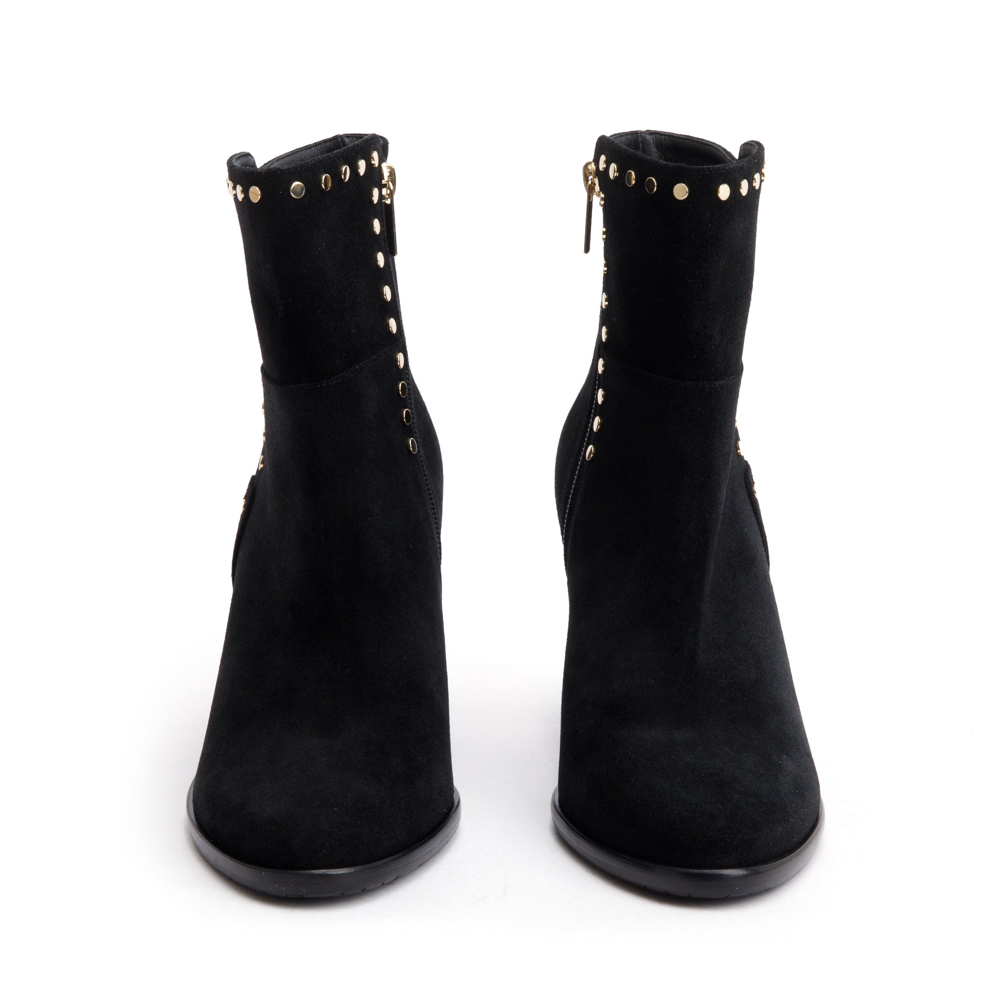 Jimmy Choo Black Suede Studded Harlow 8 Ankle Boots, Size 40