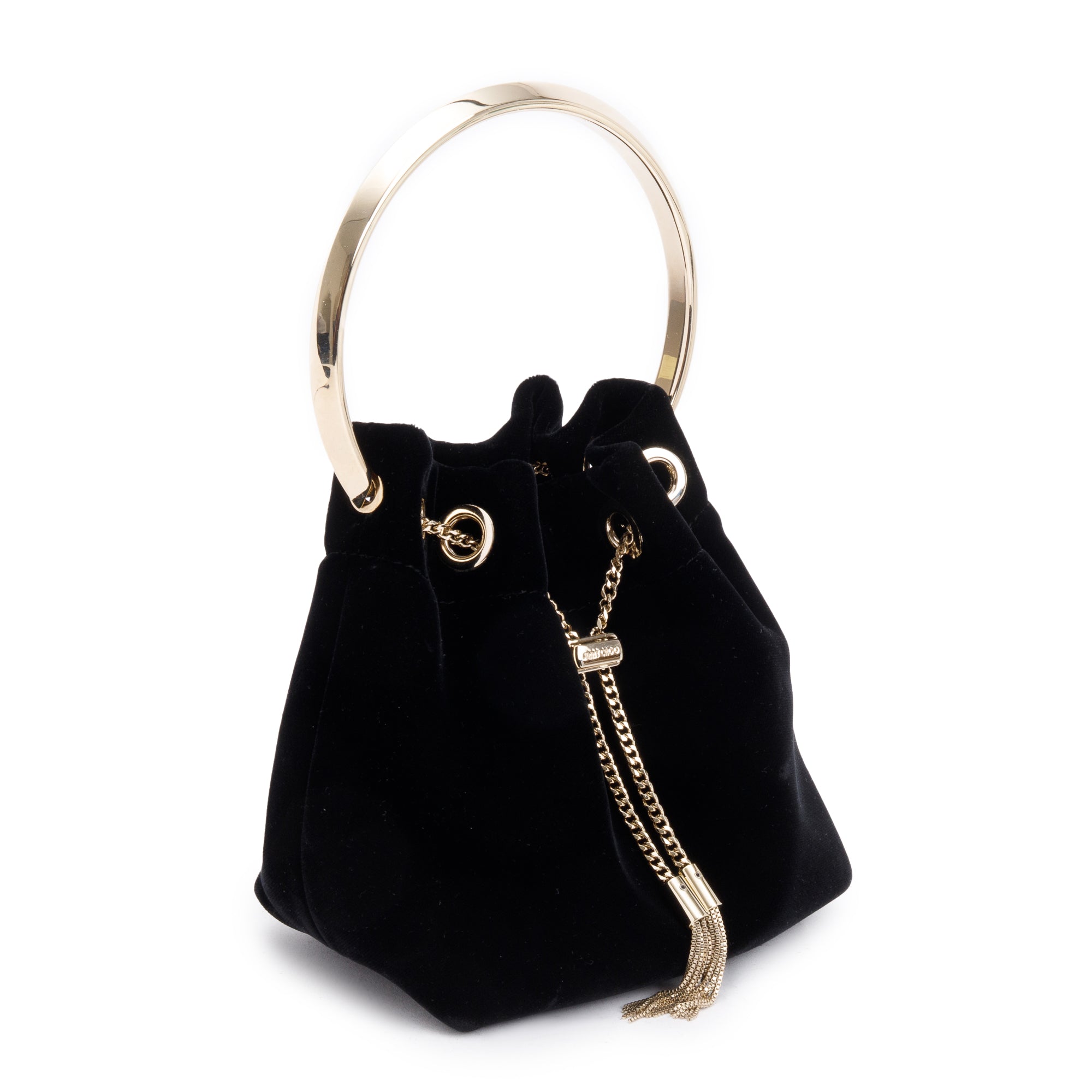 Jimmy Choo Black Velvet Bon Bon Bucket Bag