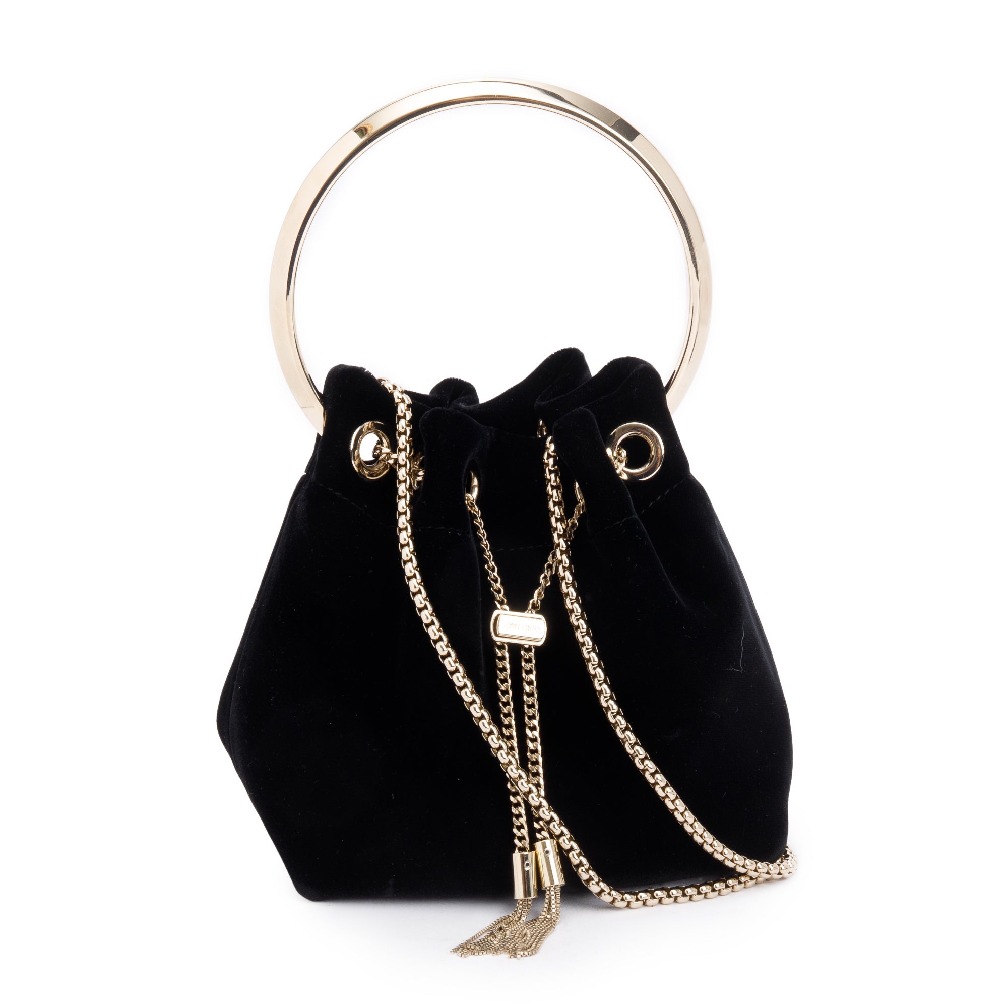 Jimmy Choo Black Velvet Bon Bon Bucket Bag