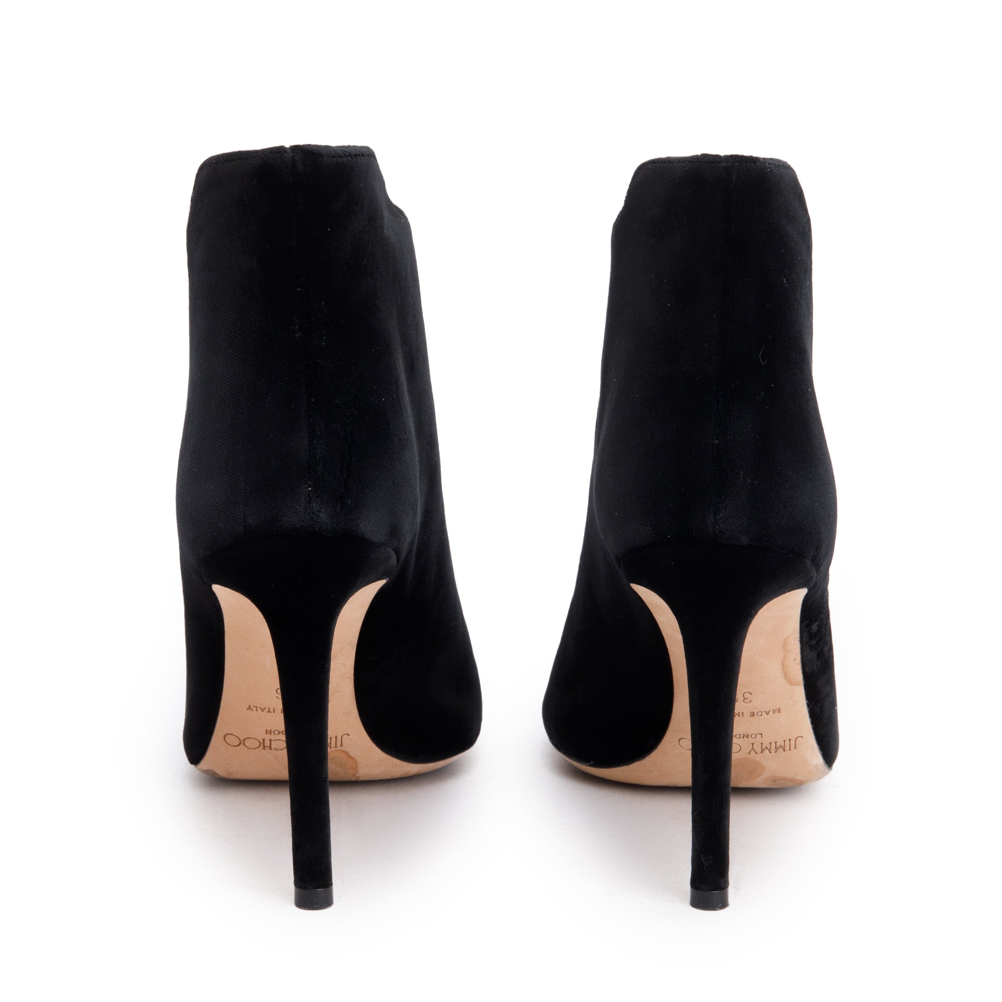 Jimmy Choo Black Velvet Mavy Lace-Up Peep Toe Booties, Size 36