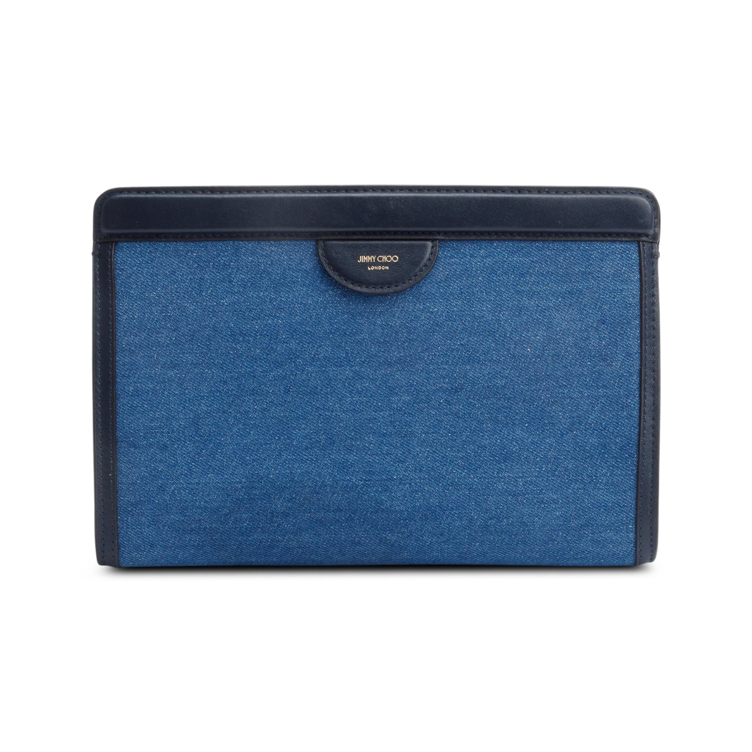 Jimmy Choo Blue Avenue Denim Pouch Clutch w/ Authenticity Card