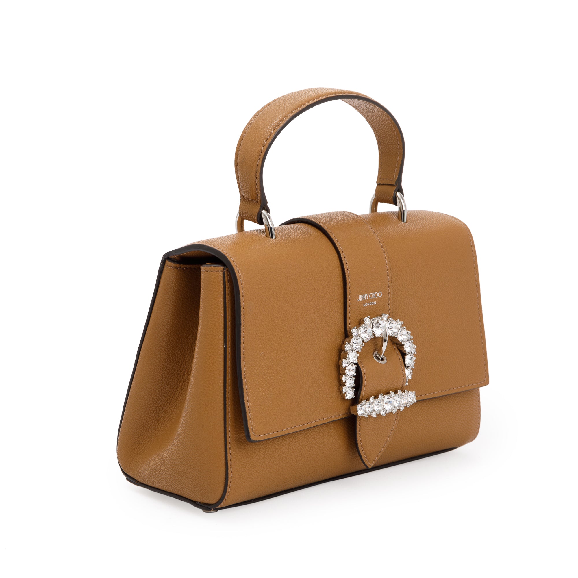 Jimmy Choo Brown Calfskin Leather Small Cheri Top Handle Bag w/ Authenticity Card