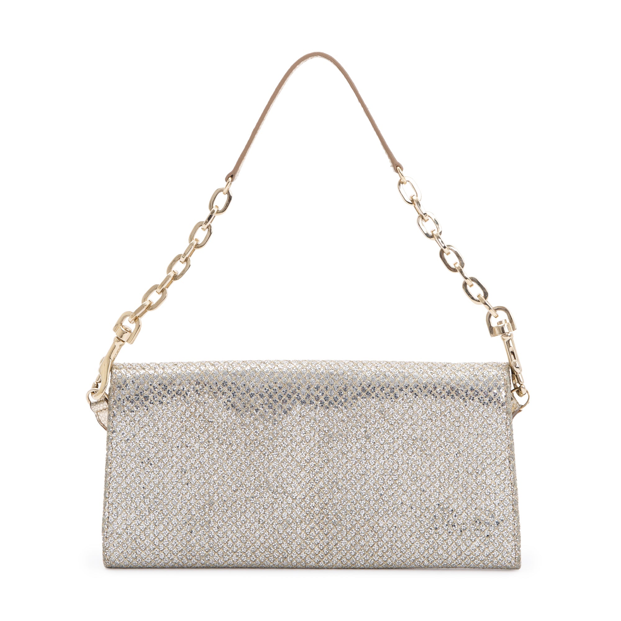 Jimmy Choo Gold/Silver Glitter Riane Chain Clutch