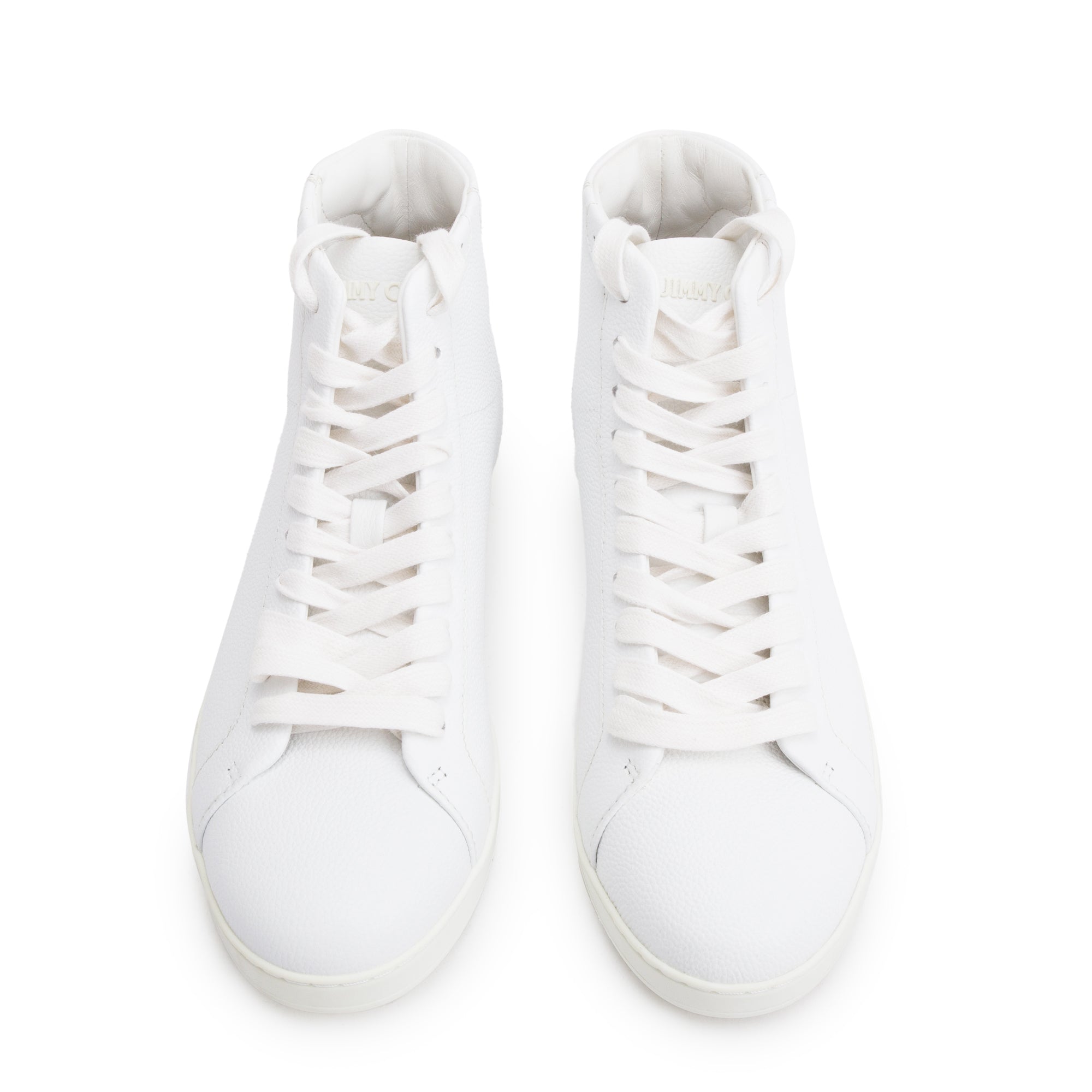 Jimmy Choo White Leather Colt High Top Sneakers, Size 38