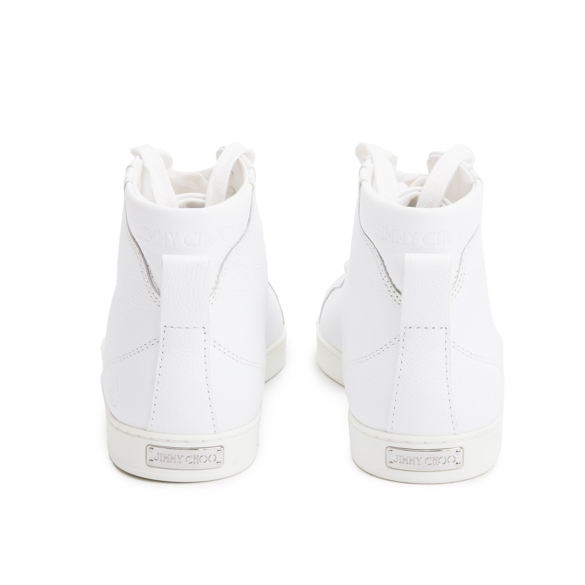 Jimmy Choo White Leather Colt High Top Sneakers, Size 38