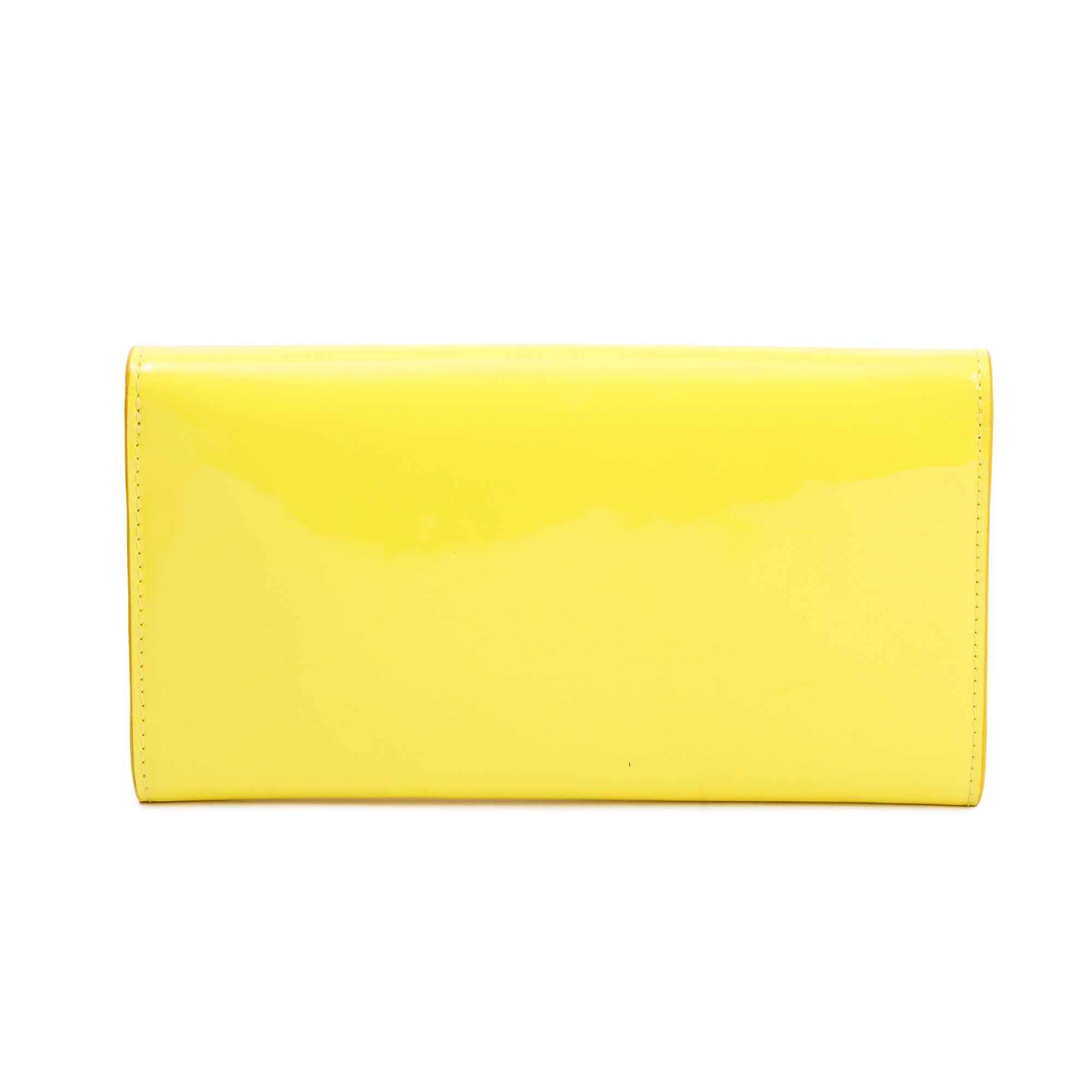 Jimmy Choo Yellow Patent Leather Emmie Chain Clutch w/ Box & Authenticity Card