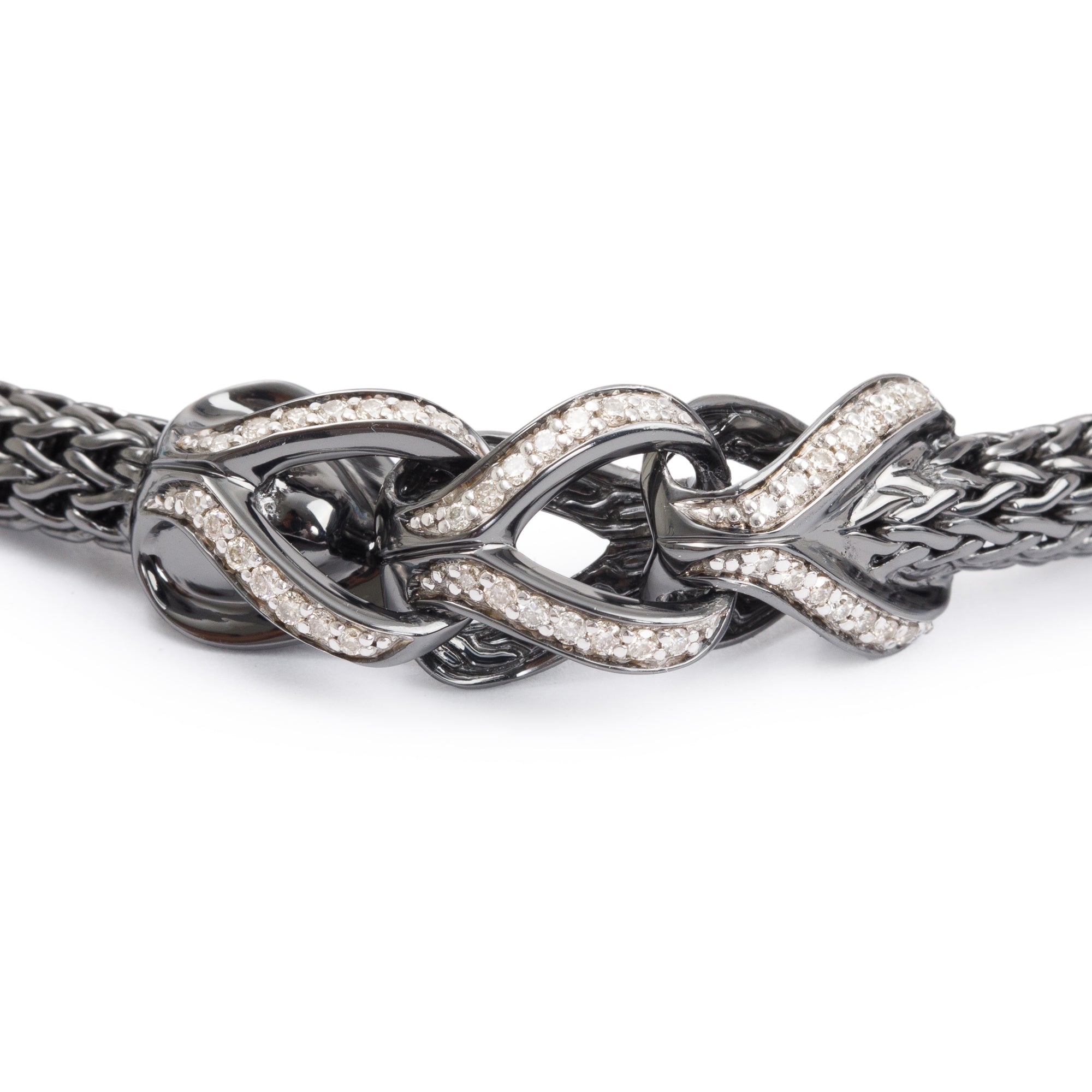John Hardy Black Rhodium Plated Sterling Silver Diamond Asli Classic 5MM Chain Bracelet