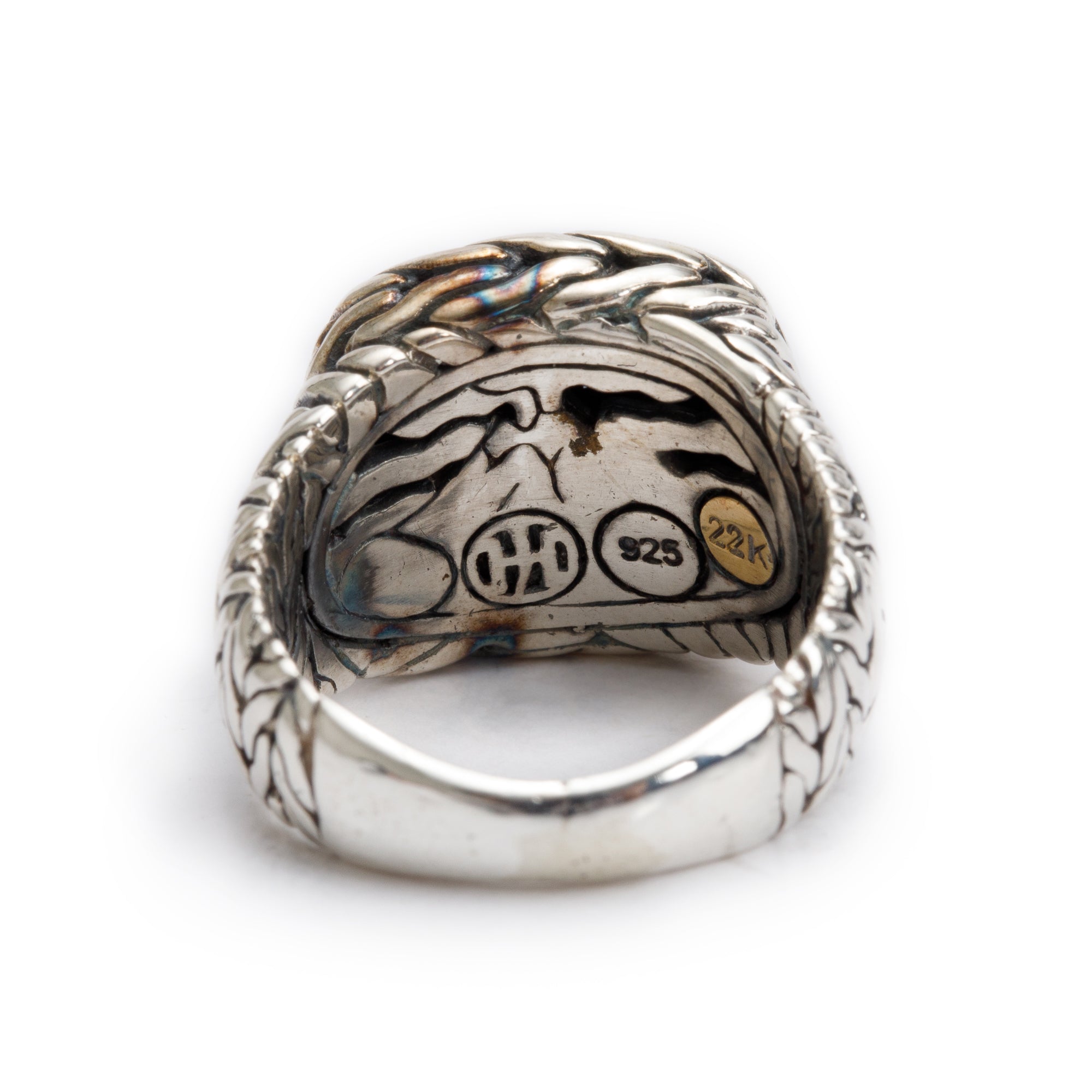 John Hardy Sterling Silver & 18k Yellow Gold Classic Chain Palu Signet Ring, Size 6