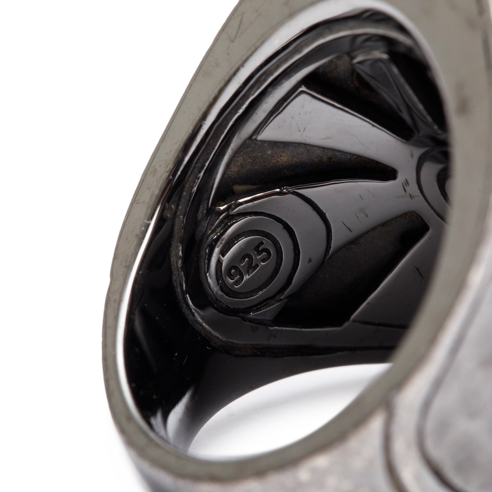 John Hardy Sterling Silver & 18k Yellow Gold Hammered Blackened Saddle Ring, Size 7.25