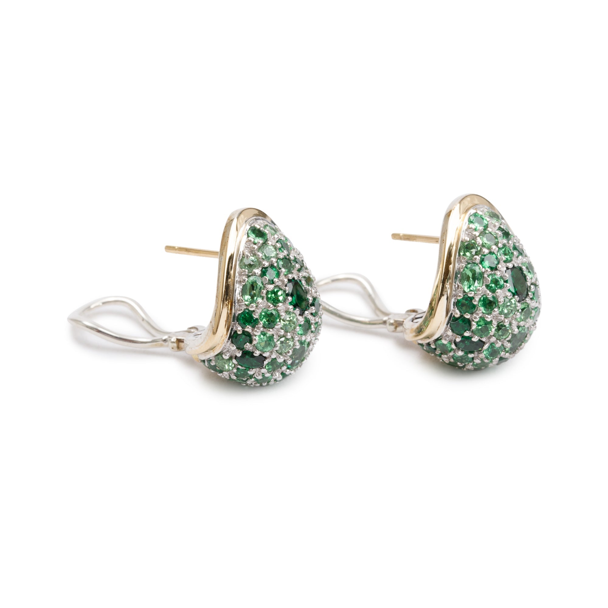 John Hardy Sterling Silver & 18k Yellow Gold Tsavorite Garnet Earrings