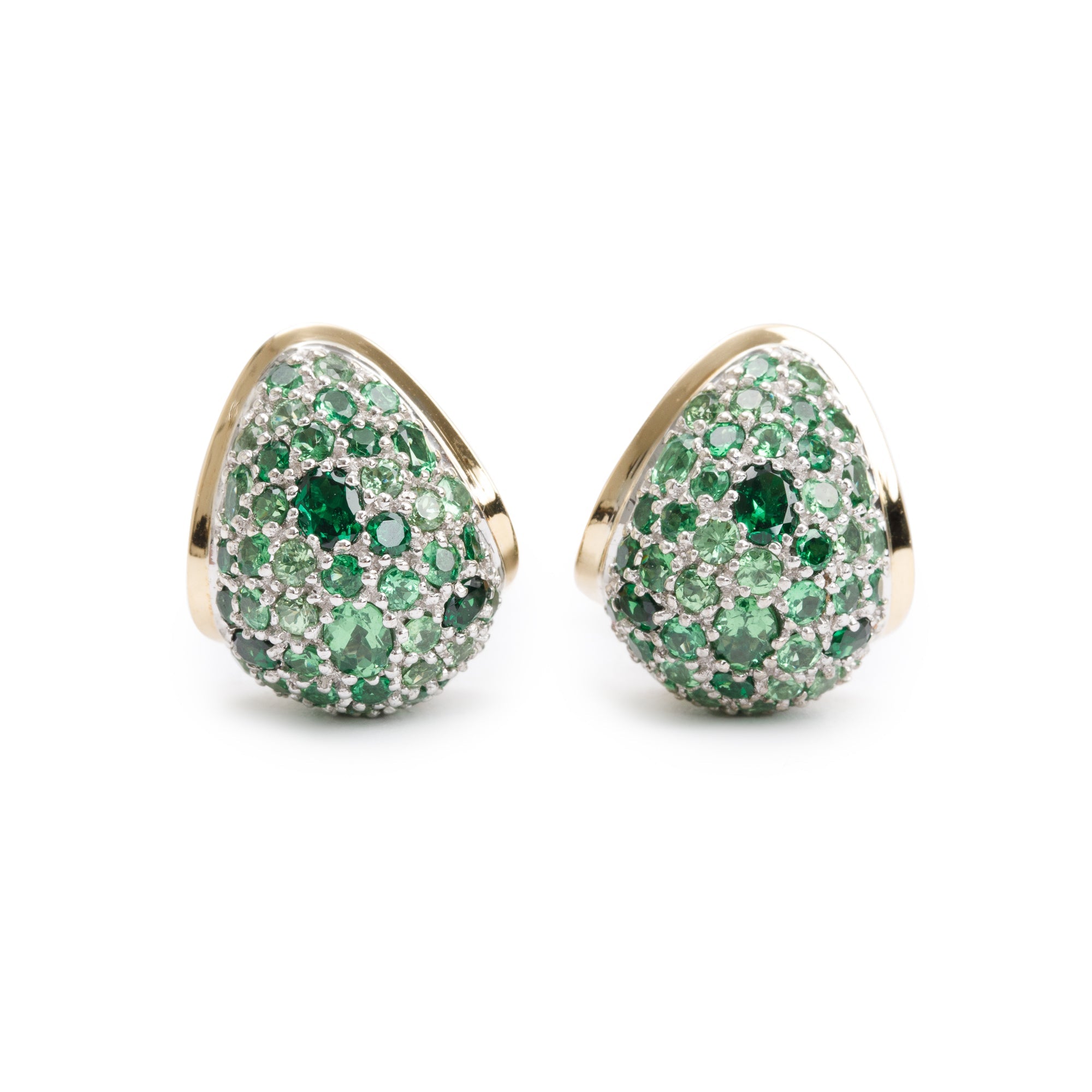 John Hardy Sterling Silver & 18k Yellow Gold Tsavorite Garnet Earrings