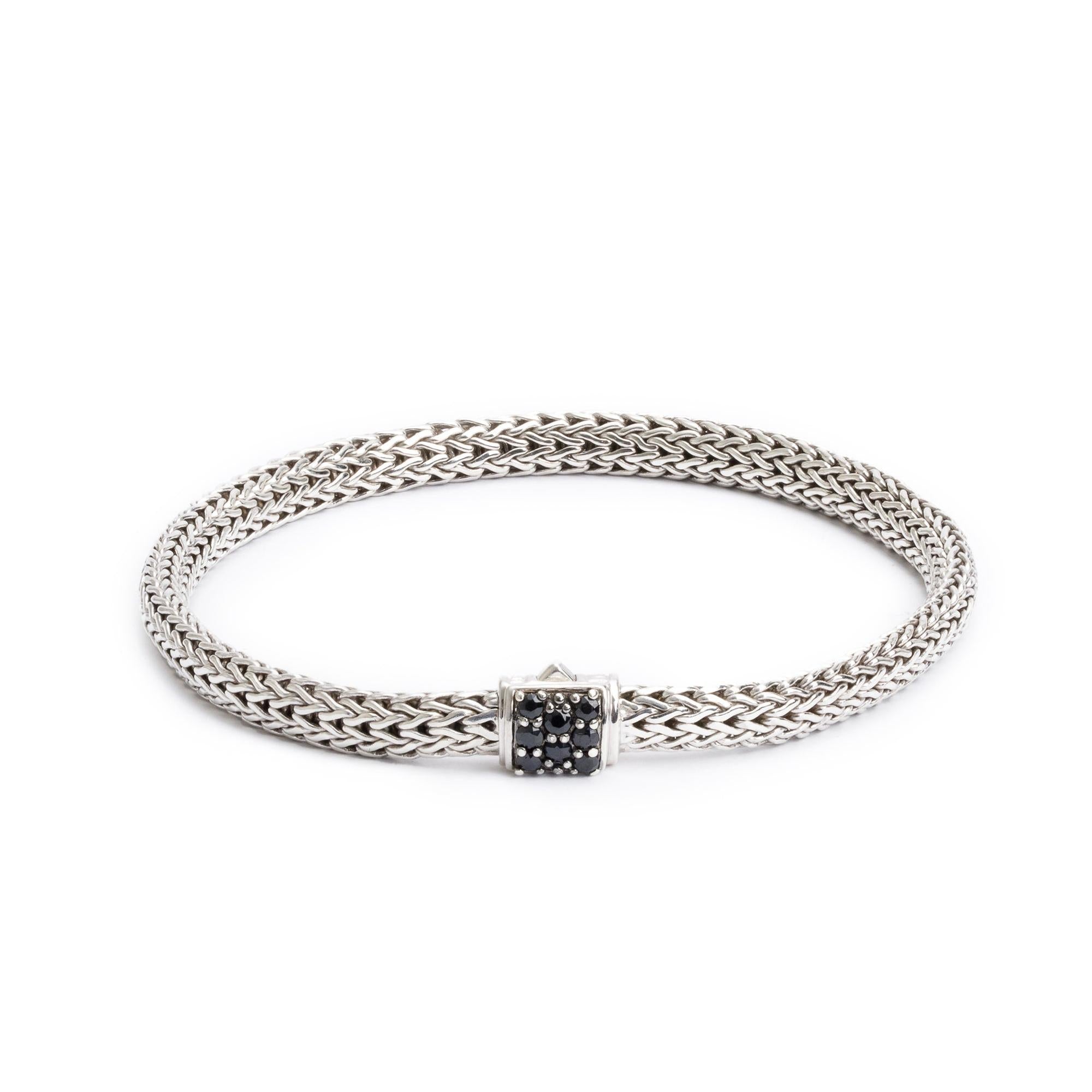 John Hardy Sterling Silver 5 MM Classic Chain Bracelet with Black Sapphire