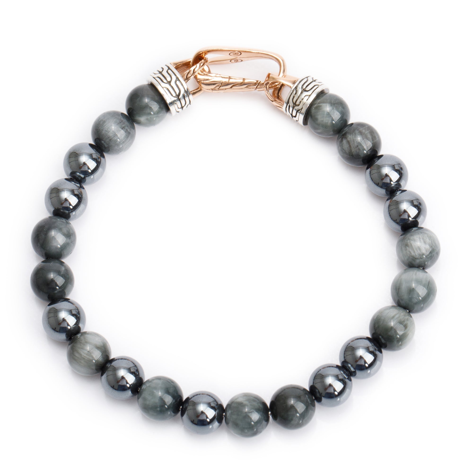 John Hardy Sterling Silver & Bonze Eagle Eye & Hematite Asli Classic Bead Bracelet