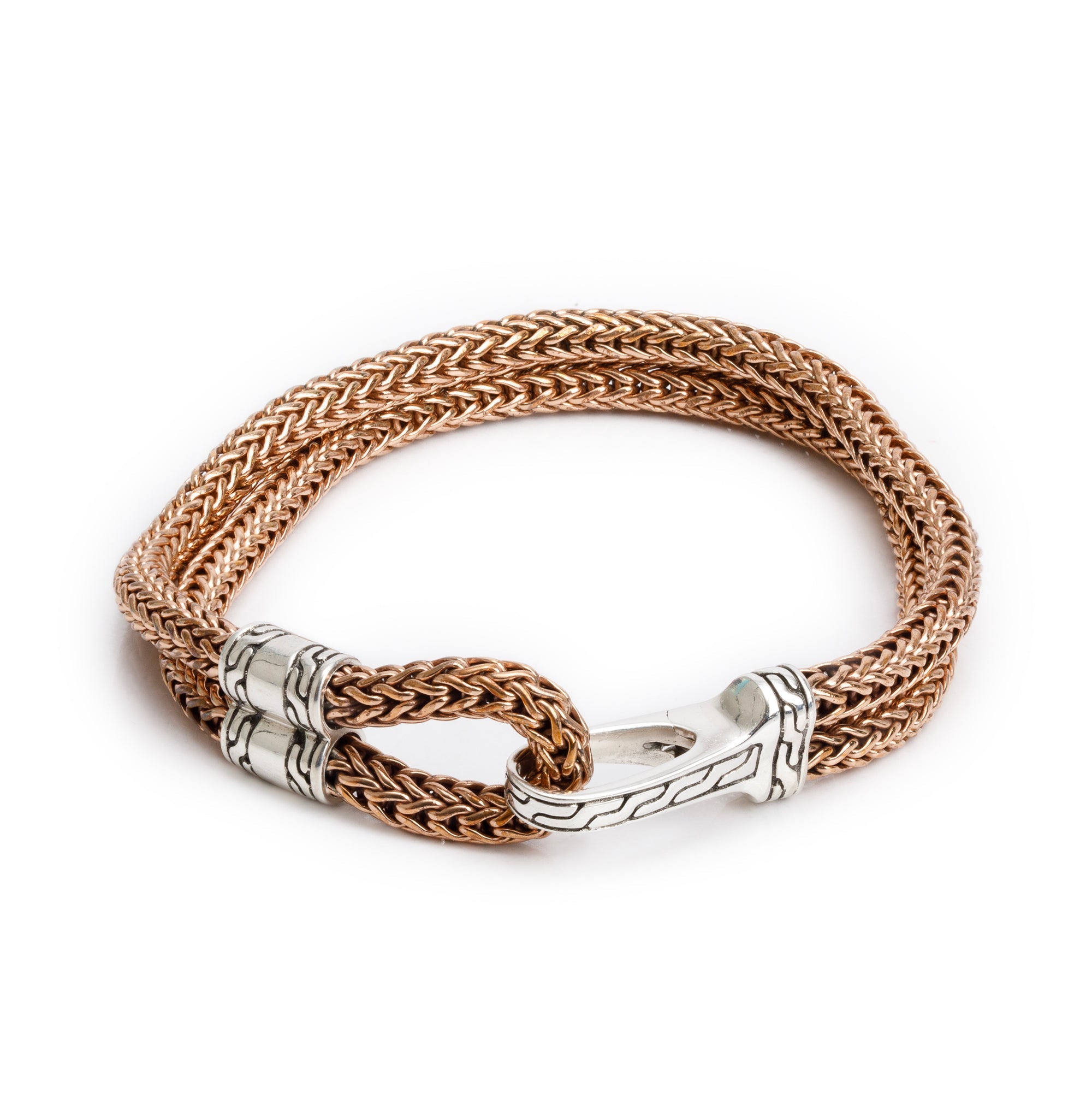 John Hardy Sterling Silver & Bronze Classic Chain Hook Clasp Bracelet