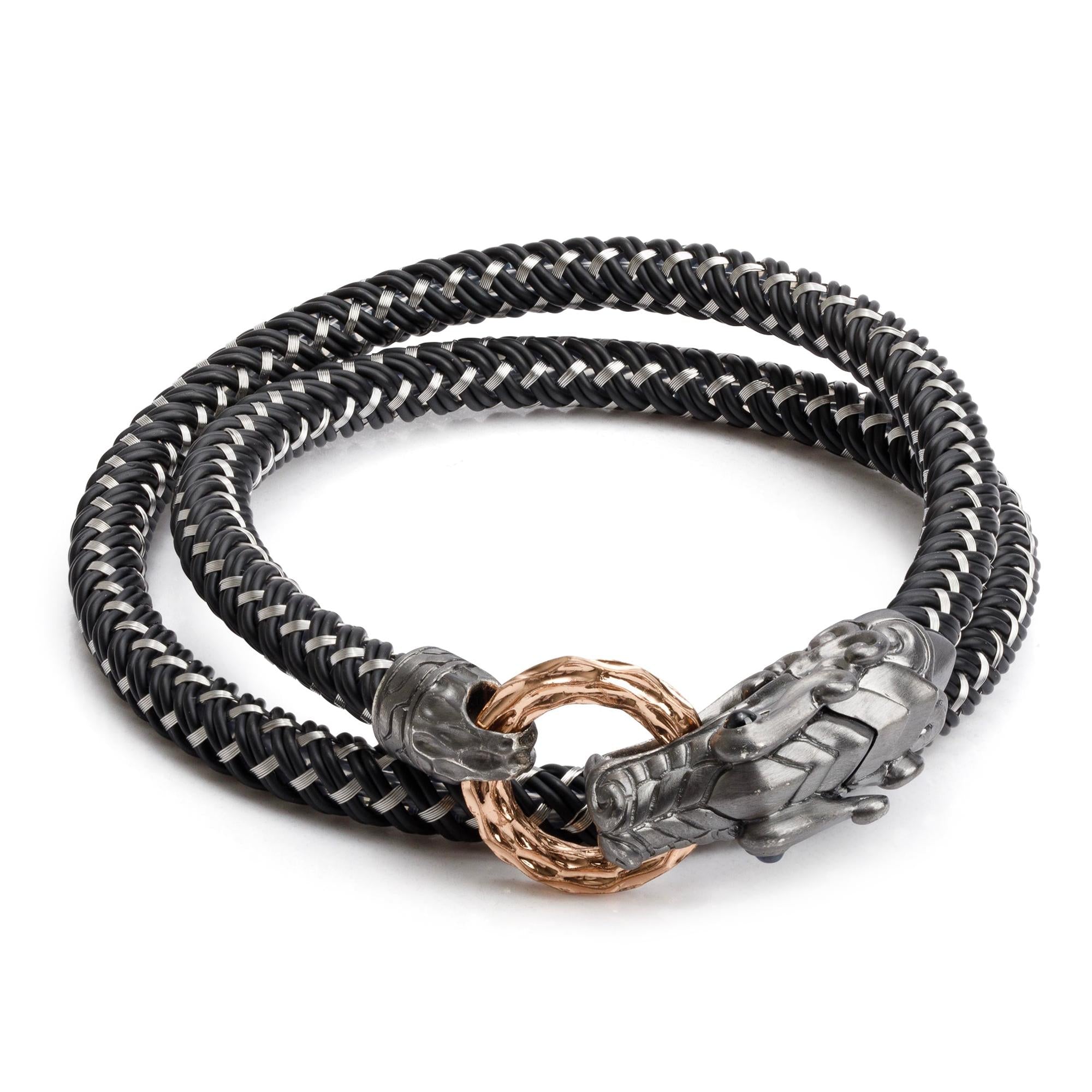 John Hardy Sterling Silver & Bronze Legends of Naga Double Wrap Bracelet