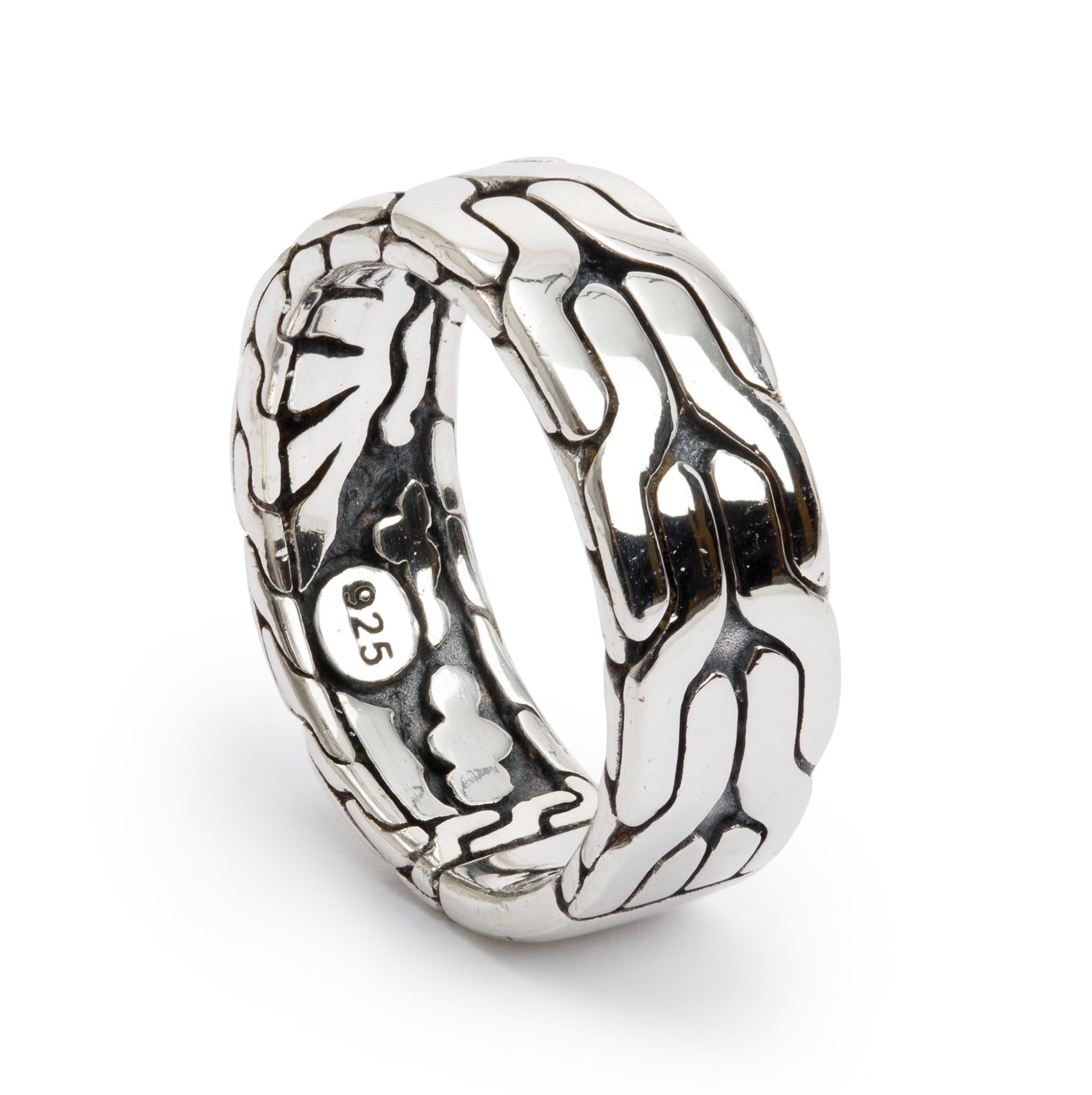 John Hardy Sterling Silver Classic Chain 8 MM Band Ring, Size 9