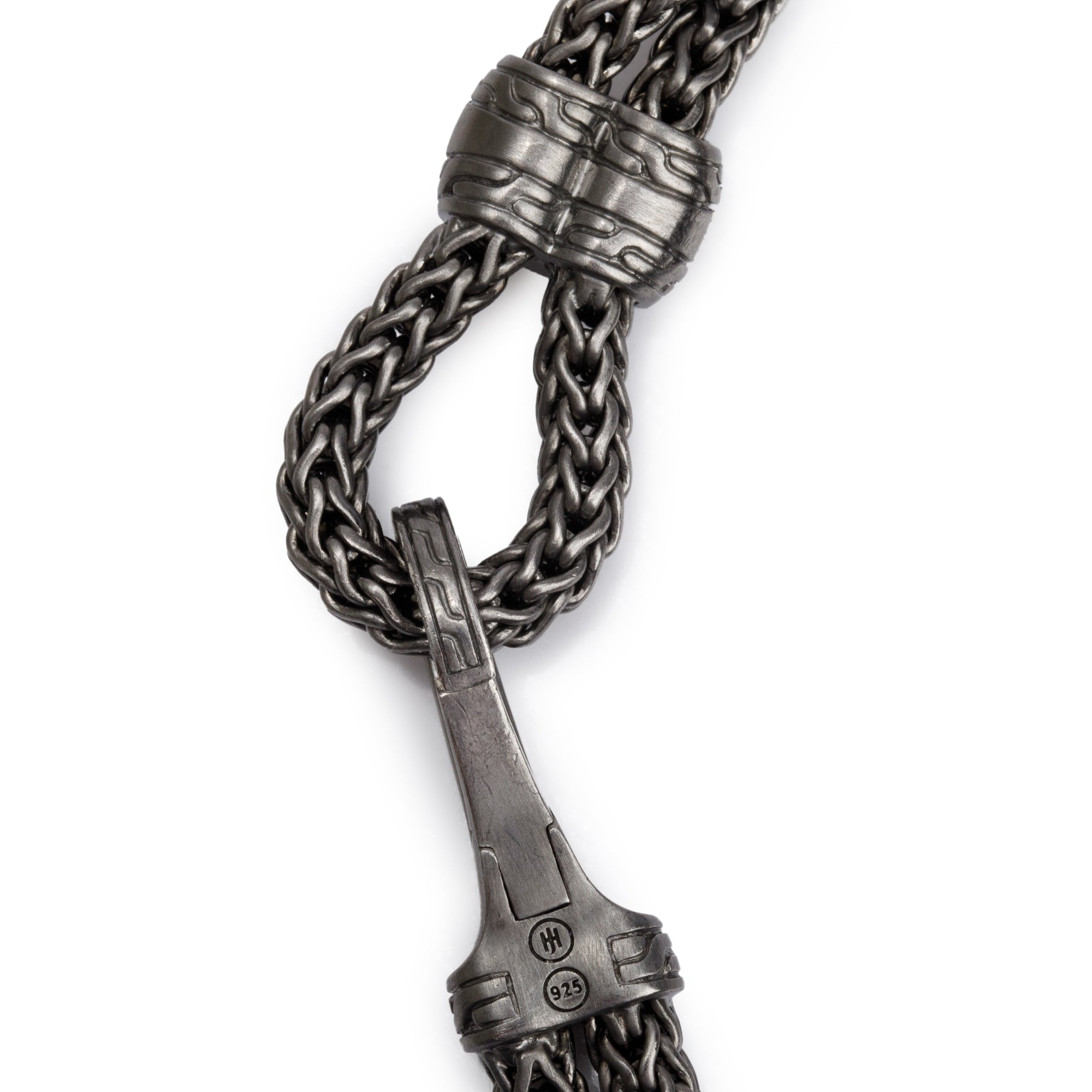 John Hardy Sterling Silver Diamond Classic Chain Hook Clasp Bracelet