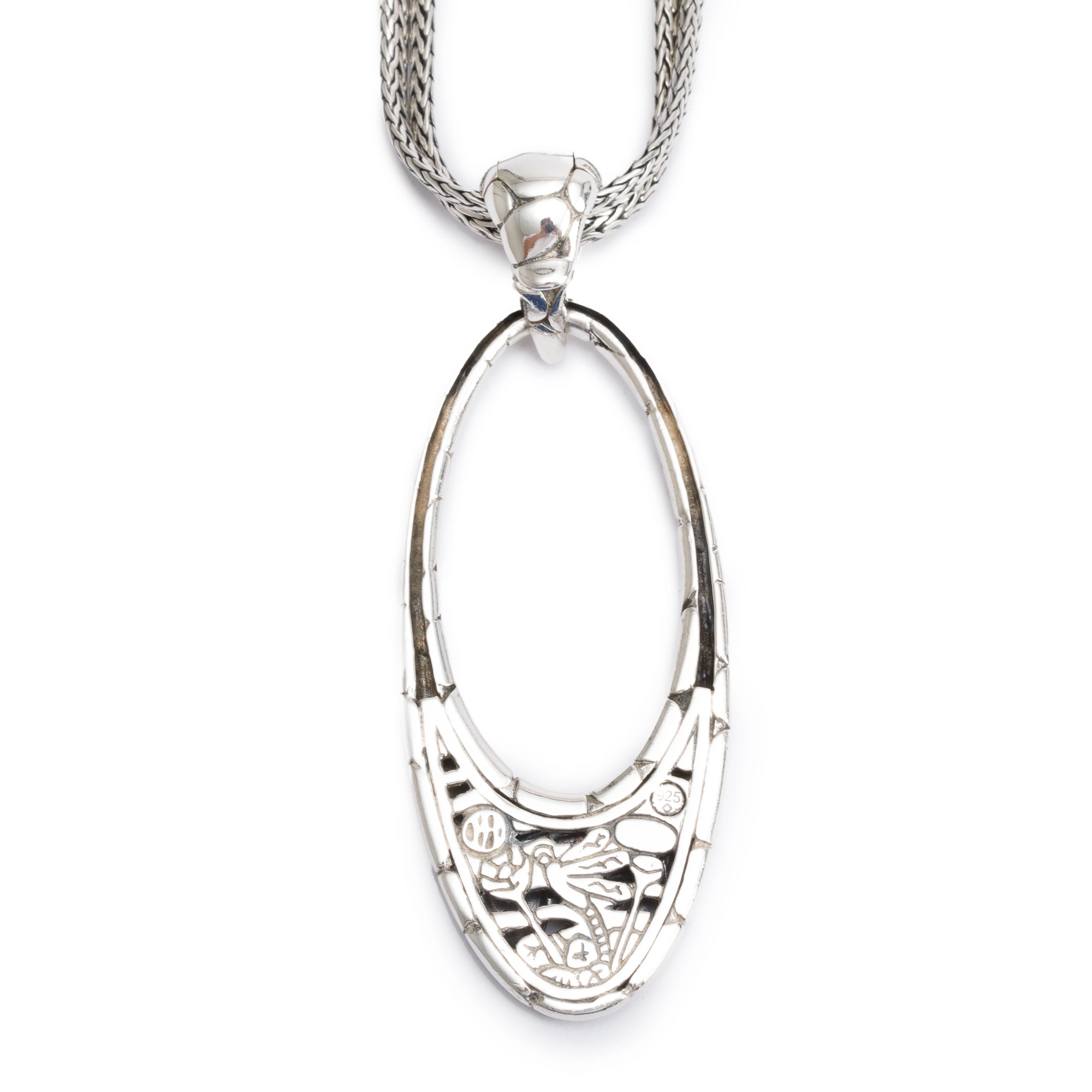 John Hardy Sterling Silver Kali Oval Pendant Double Strand Necklace
